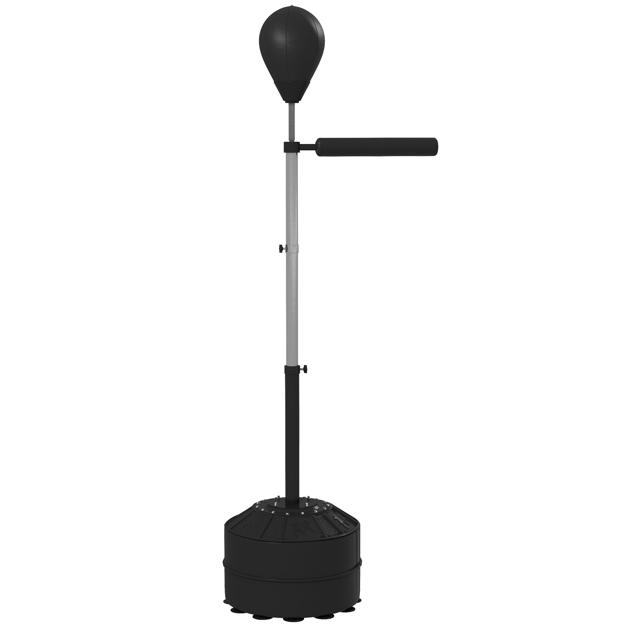 Punchingball mit Reflexstange, höhenverstellbar 160-205 cm, befüllbare Basis, inkl. Luftpumpe, Schwarz