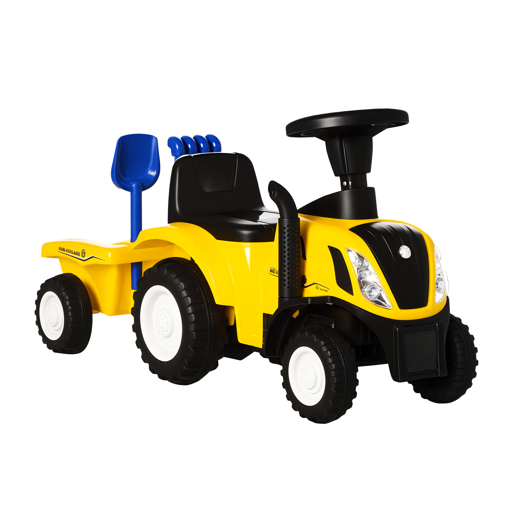 Rutsch-Traktor mit Anhänger, Hupe, Sandspielzeug, ab 1 Jahr, Kunststoff+Metall, gelb, 91 x 29 x 44cm Rutsch-Traktor mit Anhänger, Hupe, Sandspielzeug, ab 1 Jahr, Kunststoff+Metall, gelb, 91 x 29 x 44cm