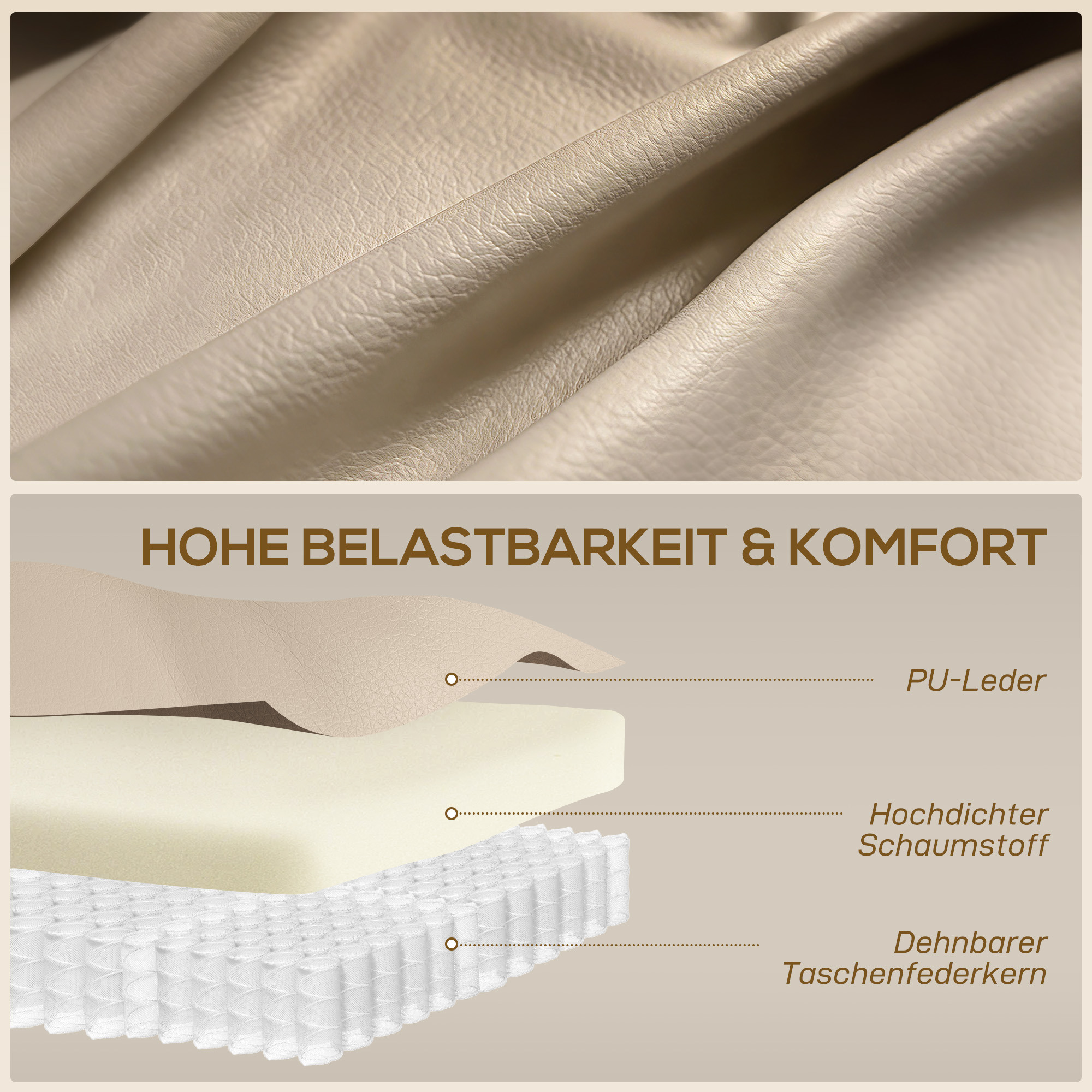 Massagesessel mit Wipp-, Liege- & Wärmefunktion, 3 Modi, drehbar, Cremeweiß