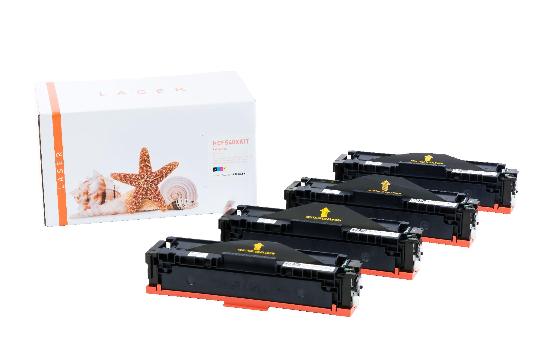CF540XKIT alternativ Toner Rainbowkit für HP / CF540X / BK3.200 Seiten / CMY2.500 Seiten CF540XKIT alternativ Toner Rainbowkit für HP / CF540X / BK3.200 Seiten / CMY2.500 Seiten