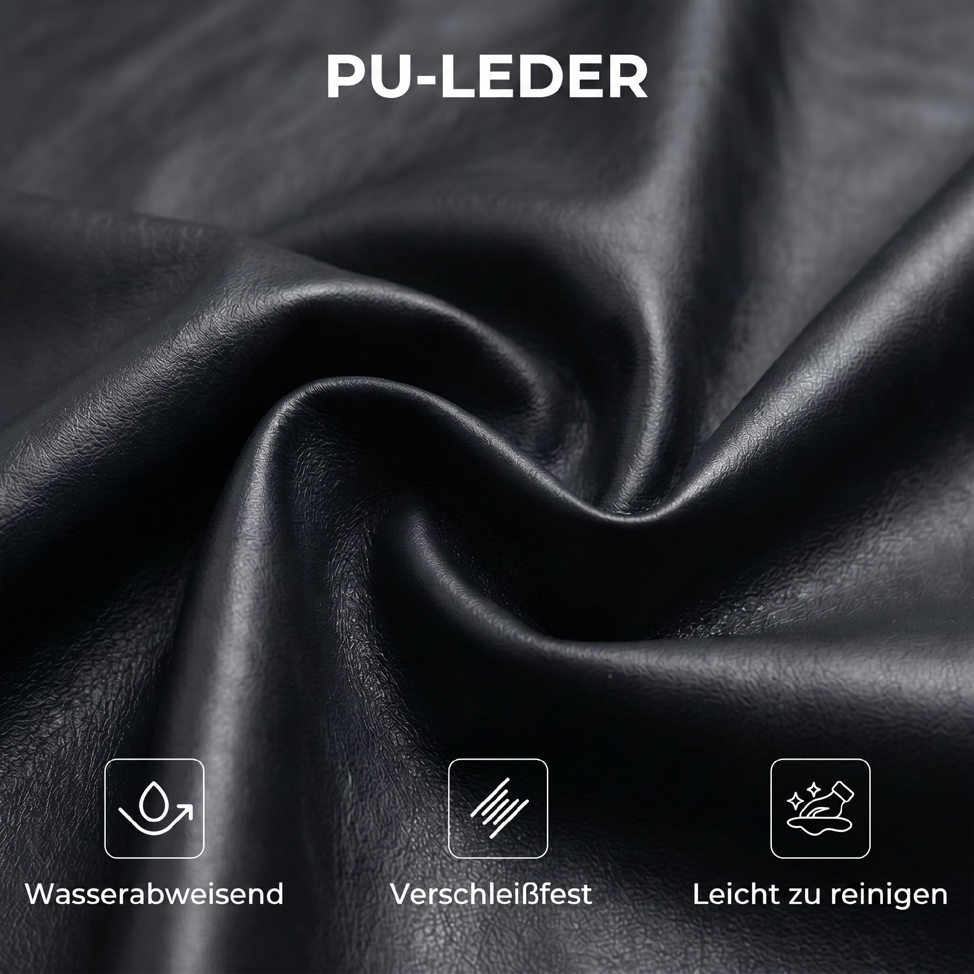 Sessel Loungesessel mit breiter Sitz, Armlehnen, Stahlbeinen, aus Kunstleder für Wohnzimmer, Schlafzimmer, Schwarz