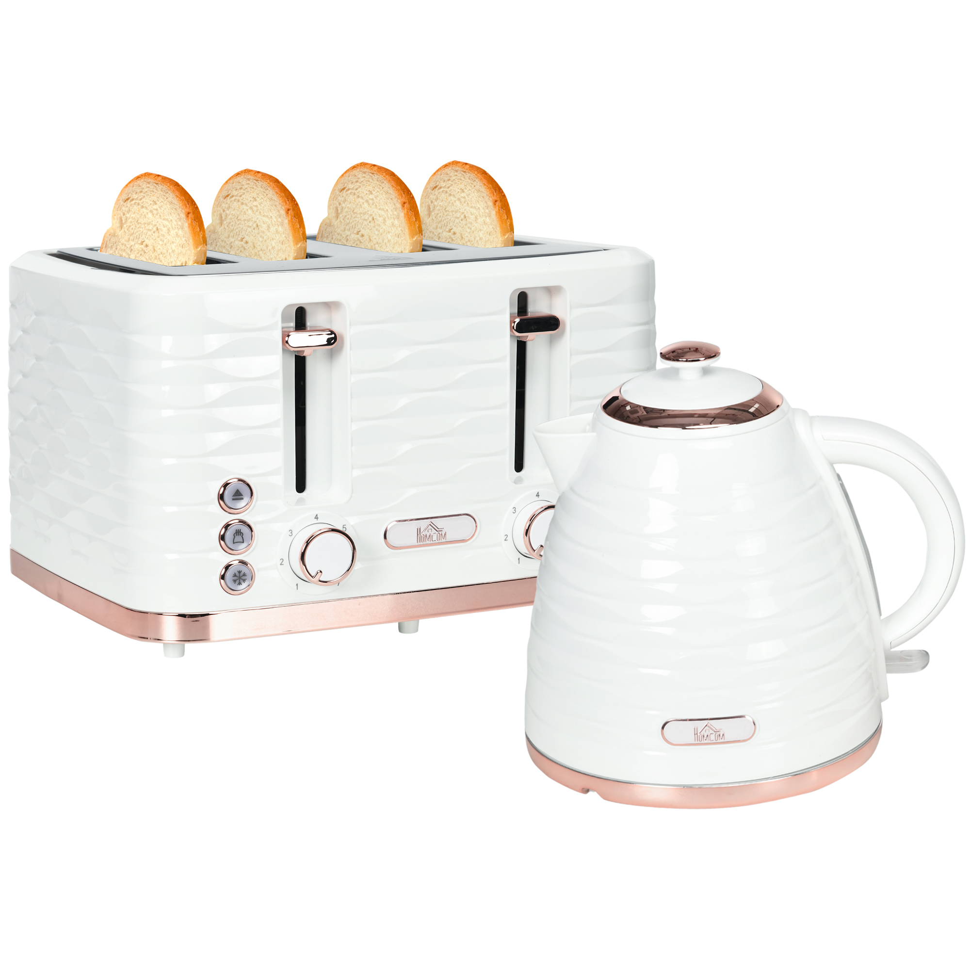 2-in-1 Toaster- und Wasserkocher-Set, 7 Bräunungsstufen, Auftau- und Aufwärmfunktion, Cremeweiß 2-in-1 Toaster- und Wasserkocher-Set, 7 Bräunungsstufen, Auftau- und Aufwärmfunktion, Cremeweiß