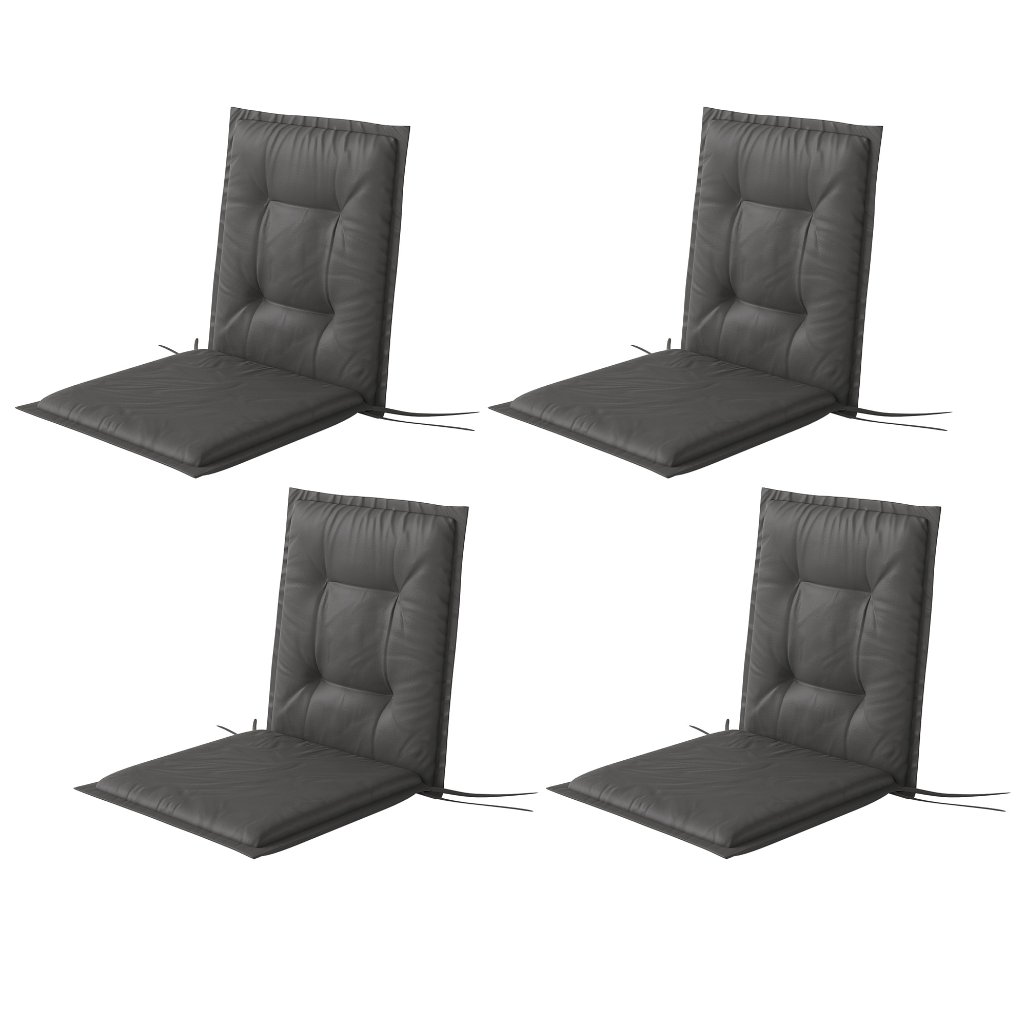 4er Set Sitzkissen 108 x 50 x 5 cm Stuhlkissen mit Bändern, Outdoor Indoor Sitzauflage Dunkelgrau 4er Set Sitzkissen 108 x 50 x 5 cm Stuhlkissen mit Bändern, Outdoor Indoor Sitzauflage Dunkelgrau