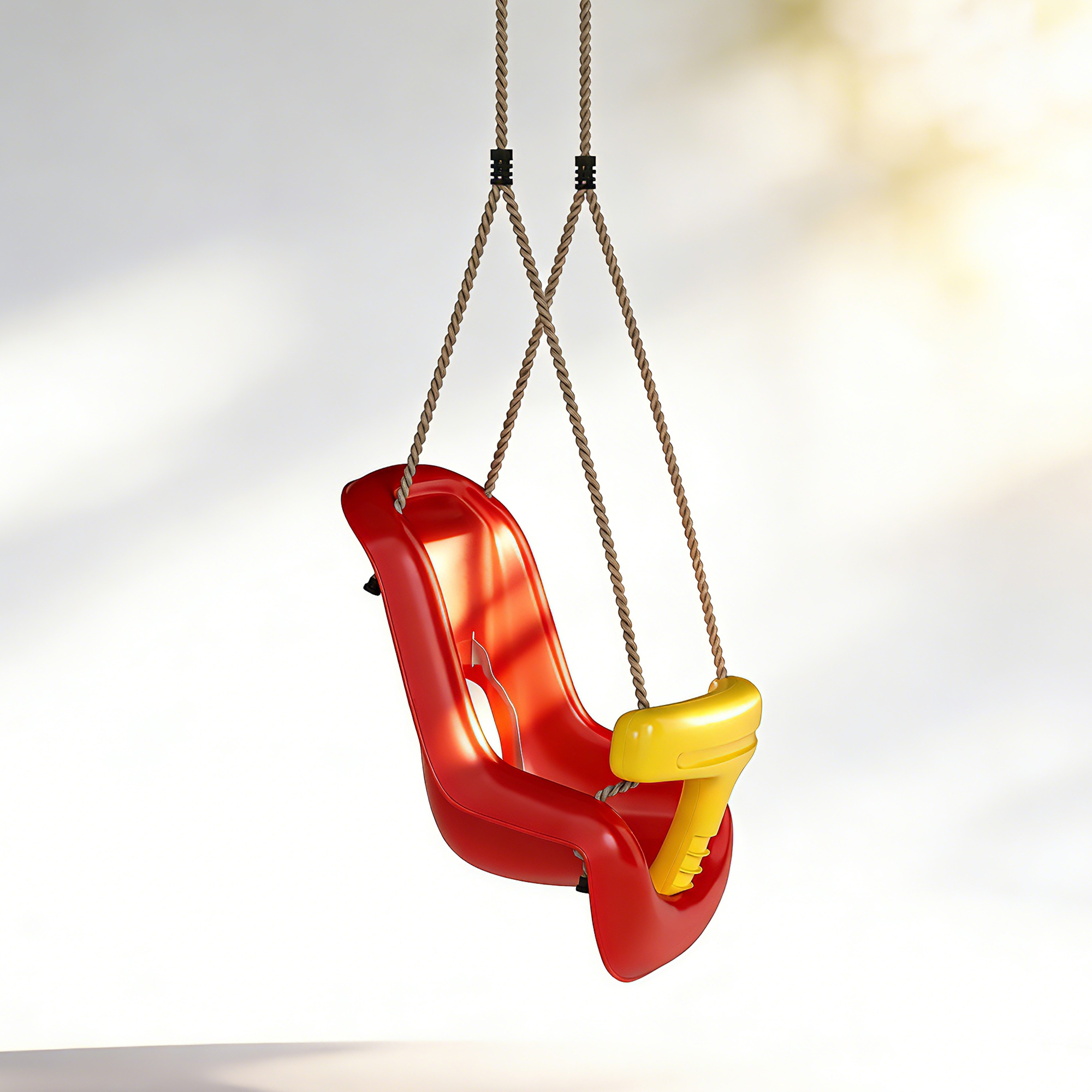 Babyschaukel verstellbar Mitwachsend Babysitz mit Rückenlehne, Sicherheitsgeländer, für Kinder von 9-36 Monaten, Rot