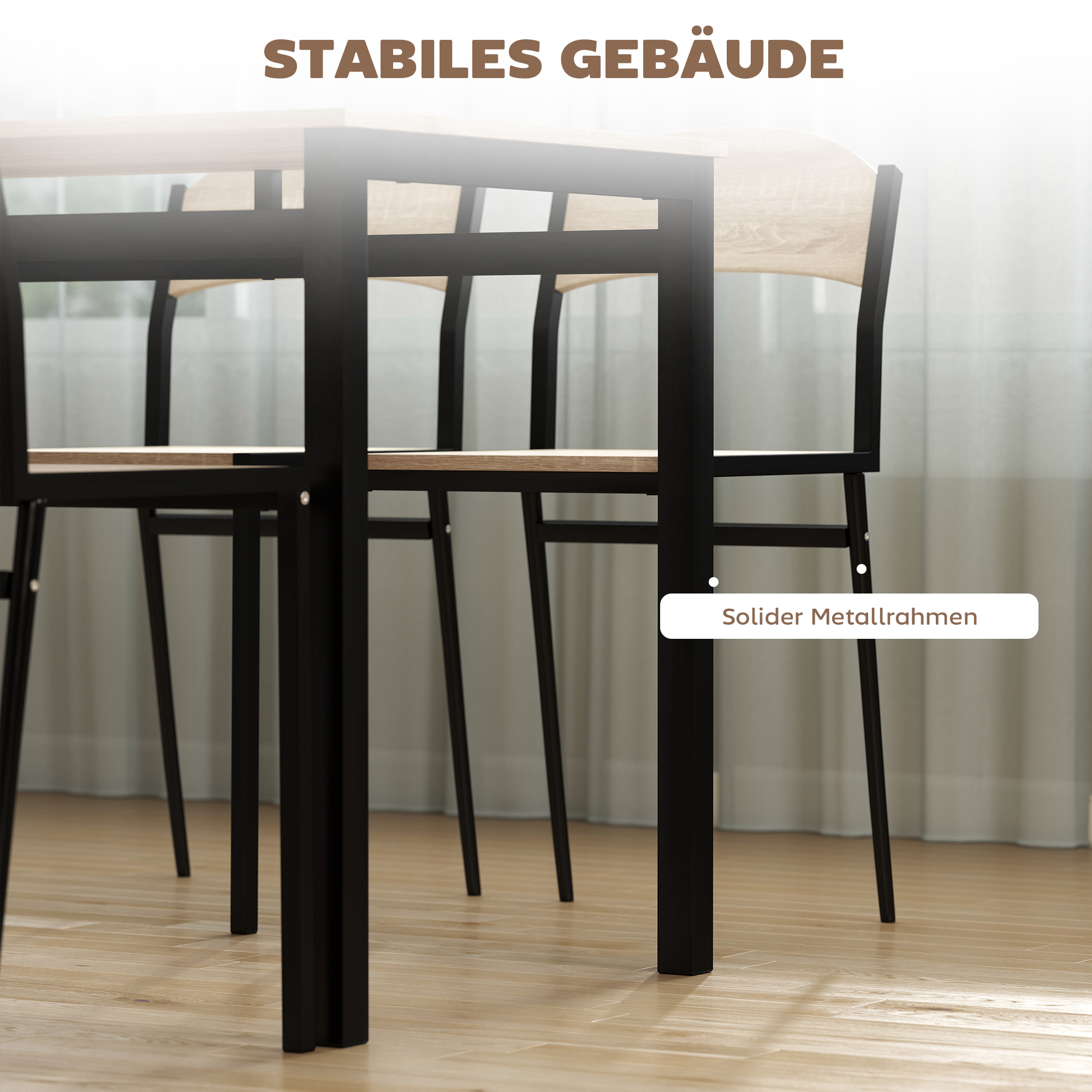 5-teilige Essgruppe, Esstisch mit 4 Stühlen, platzsparendes Küchentisch-Set, Sitzgruppe für Esszimmer, Küche, Schwarz