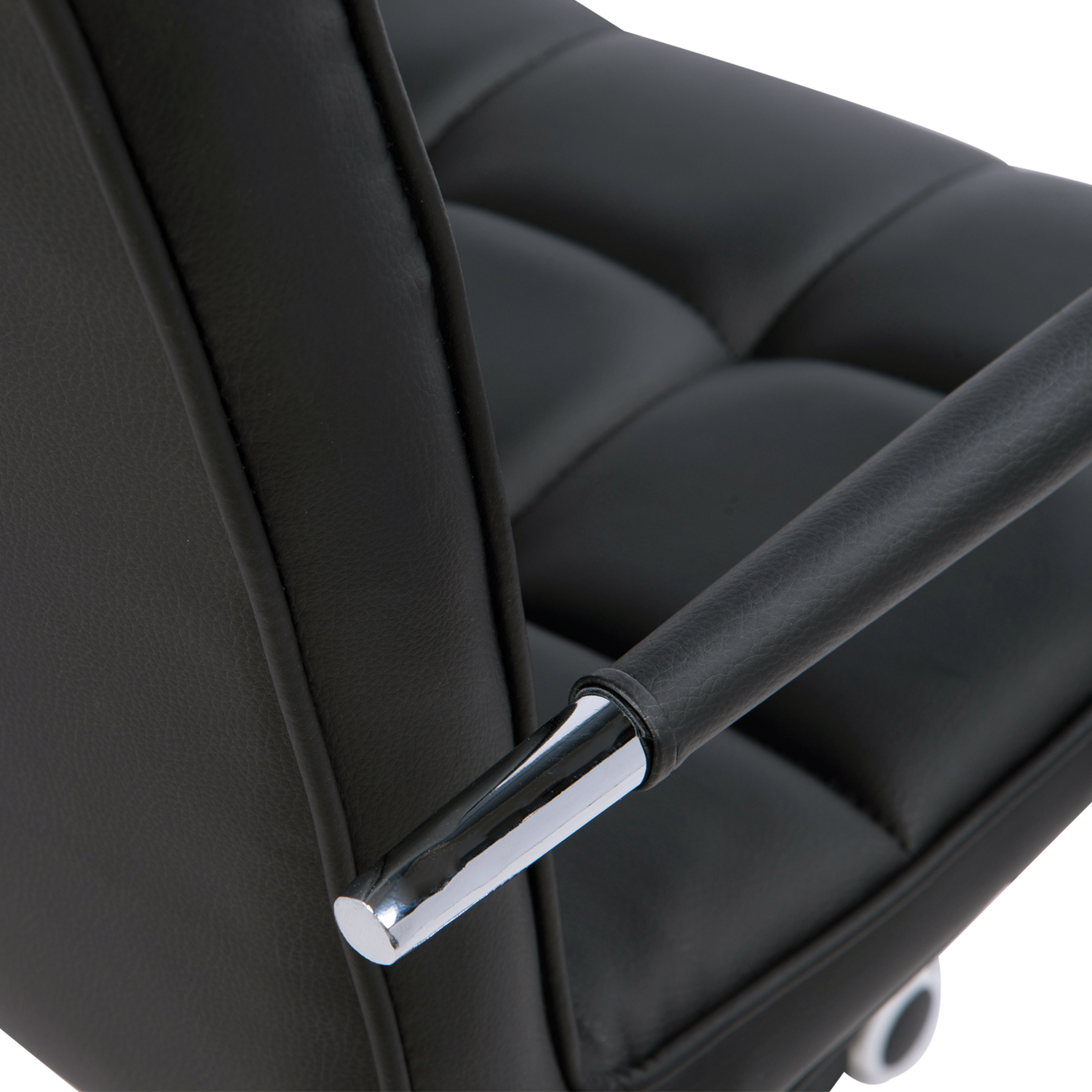 Bürostuhl im Retrodesign, höhenverstellbar, 5 Rollen, 52,5 cm x 54 cm x 99 cm, Schwarz