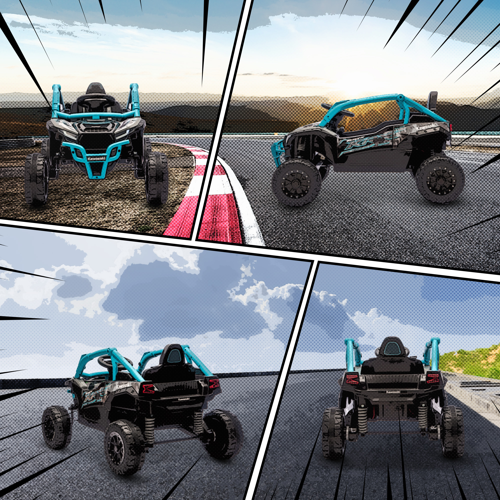 12V Geländefahrzeug für Kinder, Fernbedienung, LED-Lichter, Musik, Hupe, für Kinder von 3-8 Jahren, Blau