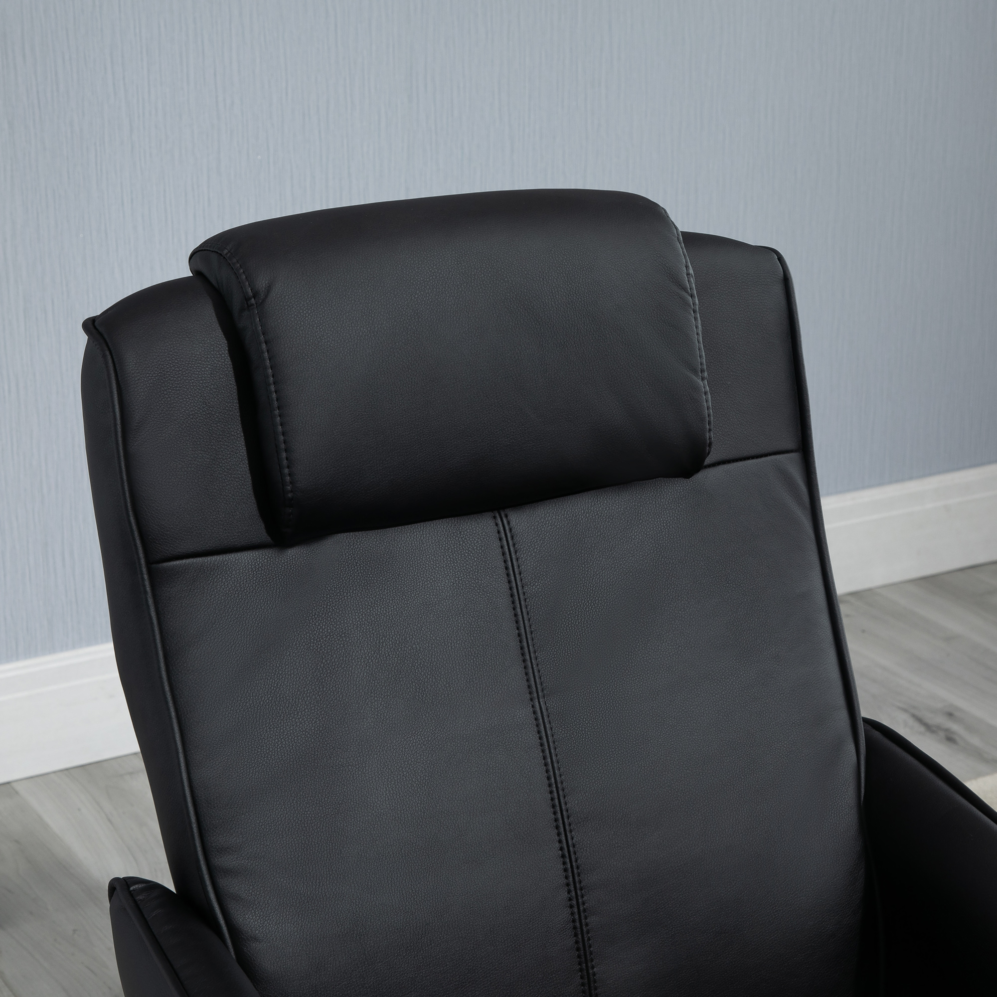 Relaxsessel mit Fußhocker, Kunstleder-Bezug, neigbar, ergonomisches Design, Schwarz