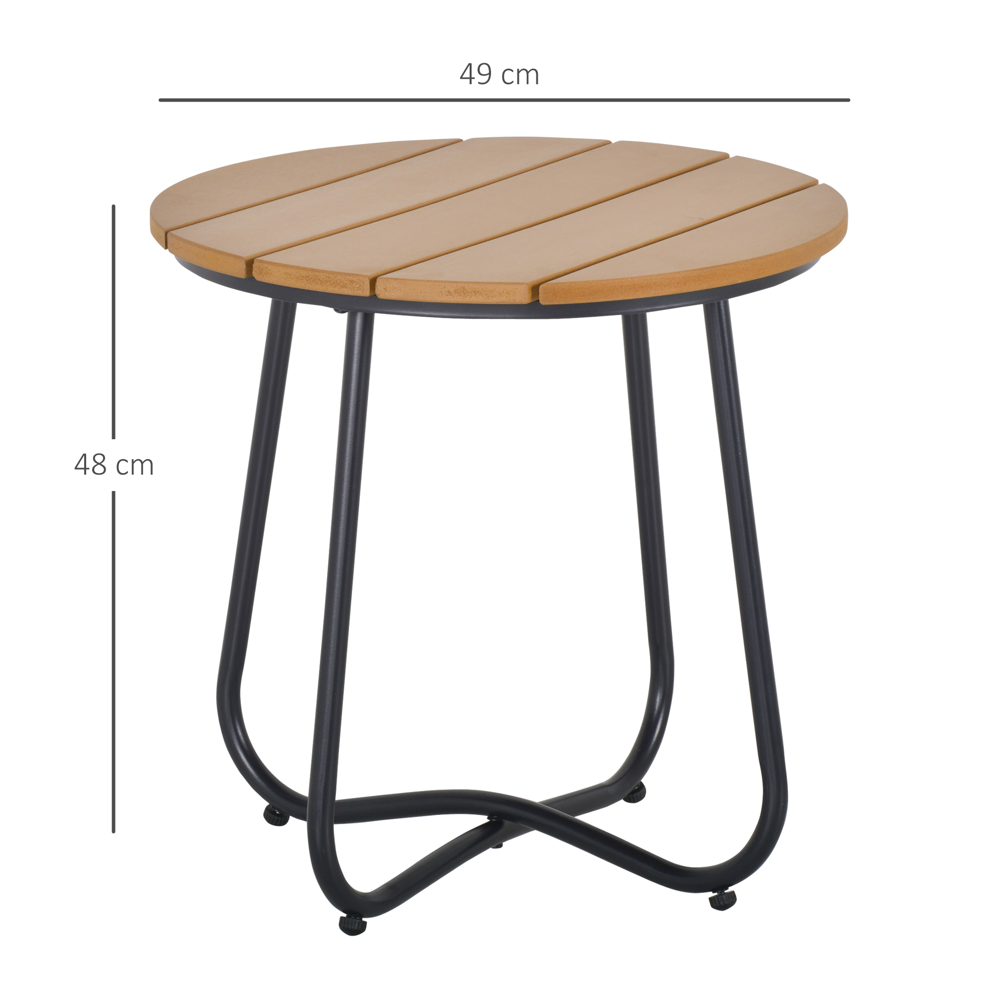 Gartentisch Rundtisch elegant Gartenmöbel stabil verstellbare Füße Dekoration Garten Terrasse Wohnzimmer Stahlboden Braun Ø49 x 48H cm
