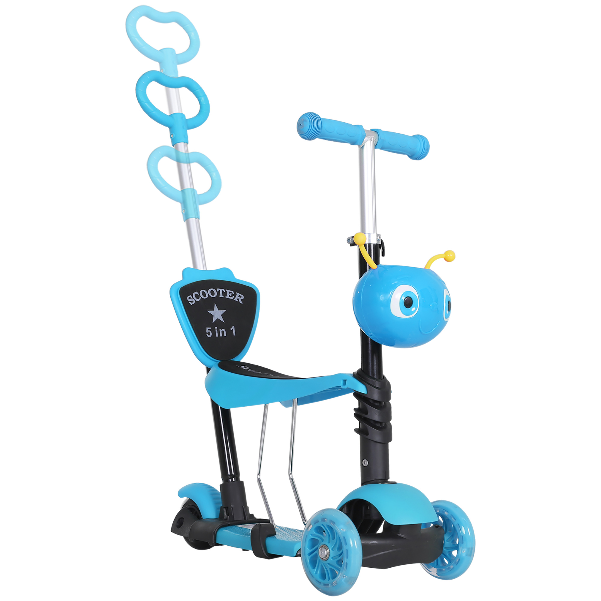 5-in-1 Kinderroller Scooter Tretroller Cityroller Kinder Roller Kickboard Lenker Teleskoprohr höhenverstellbar Blau 62 x 25 x 72,5 cm