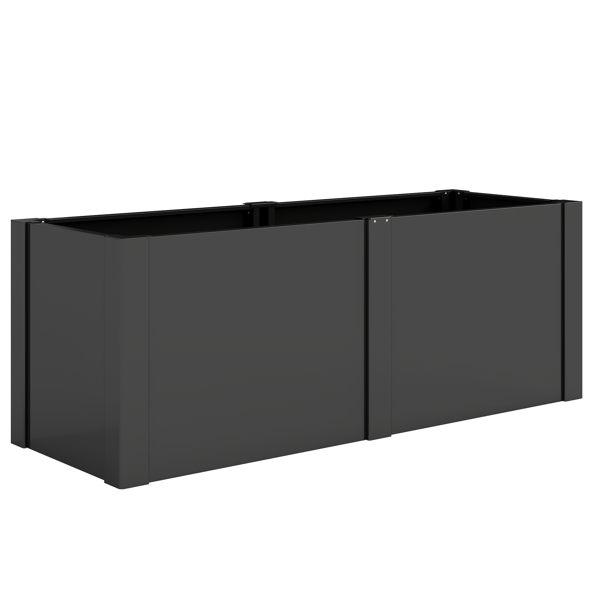 Hochbeet aus galvanisiertem Stahl, 150 x 53 x 55 cm, Outdoor-Pflanzkasten mit Trennwand, Schwarz