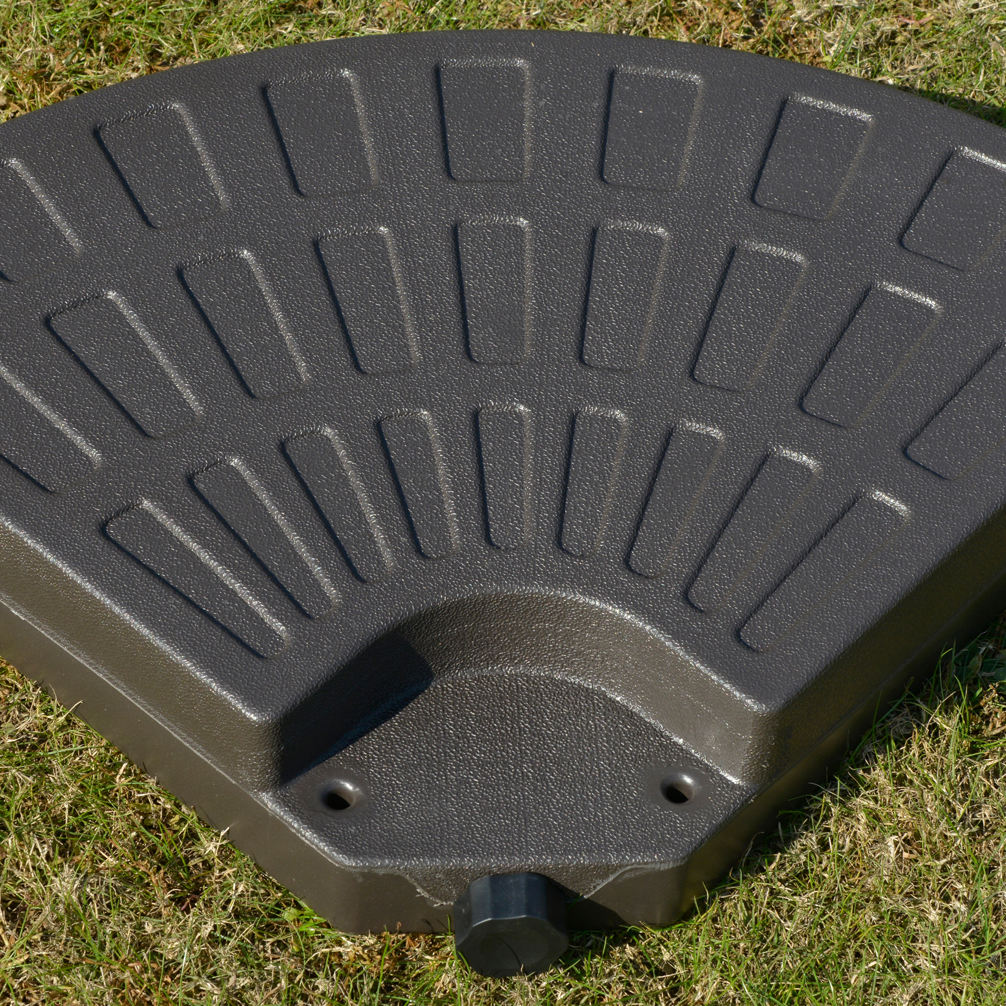Sonnenschirmständer 4-teilig, Schirmgewicht, Schirmständer, Bodenkreuz befüllbar mit Sand/Wasser bis 25/17 kg, Gewichte Sonnenschirmfuß HDPE Kaffee