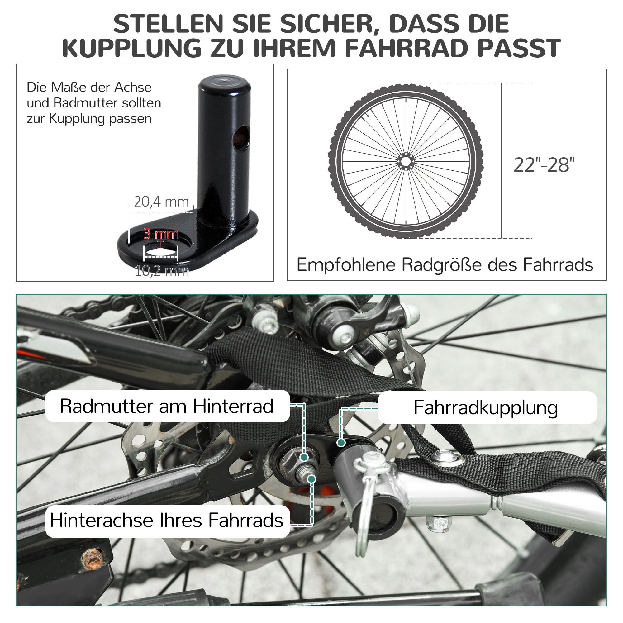 Fahrradanhänger Hundeanhänger bis 20kg Netzfenster, aufrollbare Abdeckung, Universalkupplung Weiß+Schwarz