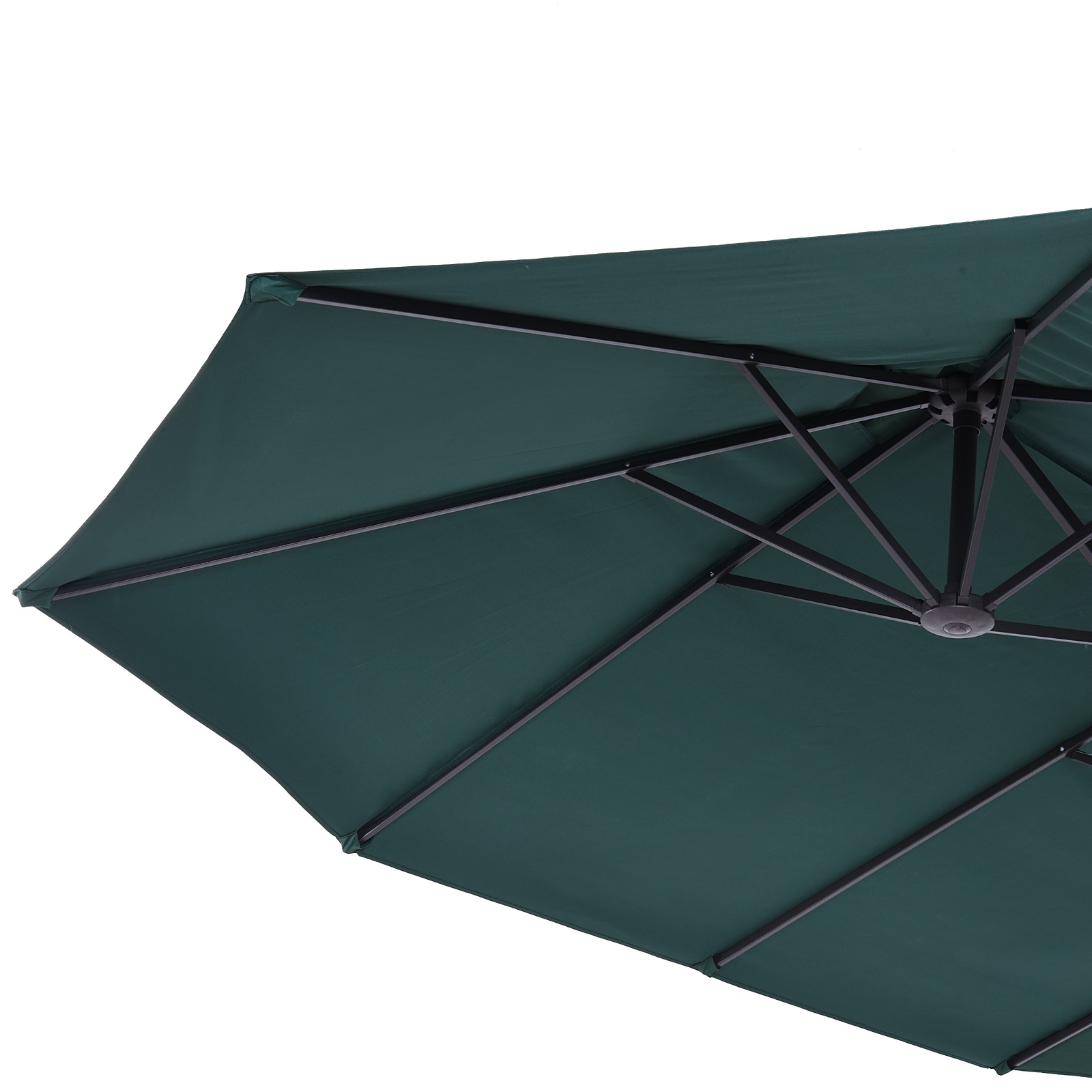 Sonnenschirm Gartenschirm Marktschirm Doppelsonnenschirm Terrassenschirm mit Handkurbel Dunkelgrün Oval 460 x 270 x 240 cm