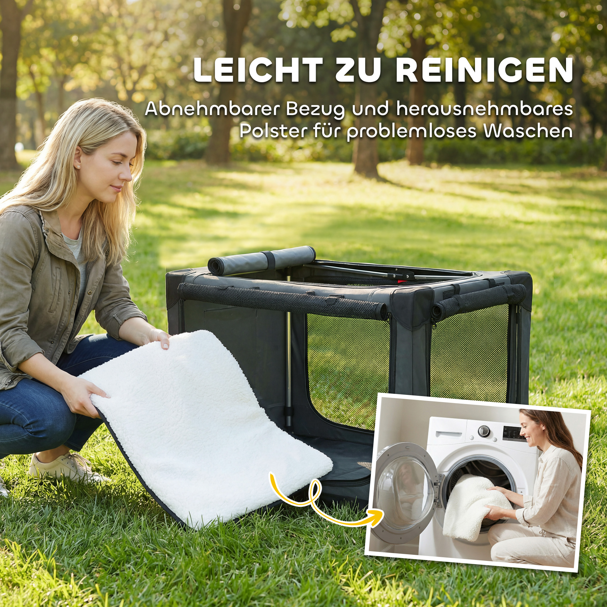 Hundebox faltbar Hundetransportbox mit Kissen abnehmbar waschbar Bezug aus Oxford-Gewebe für Hunde bis 20kg Armeegrün