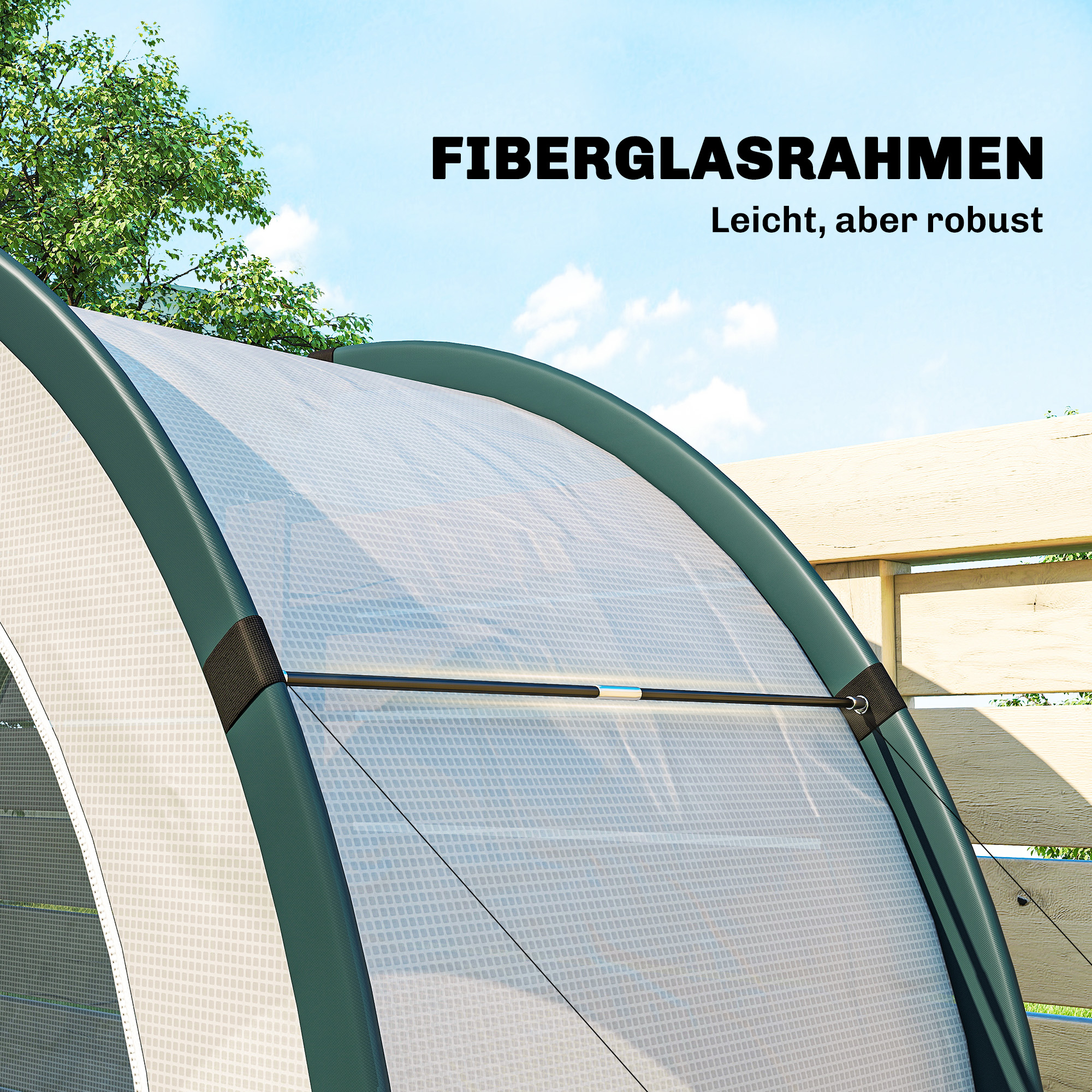 Gewächshaus mit gewölbte Oberseite, Klappbar Foliengewächshaus 200 x 80 x 164 cm Grün