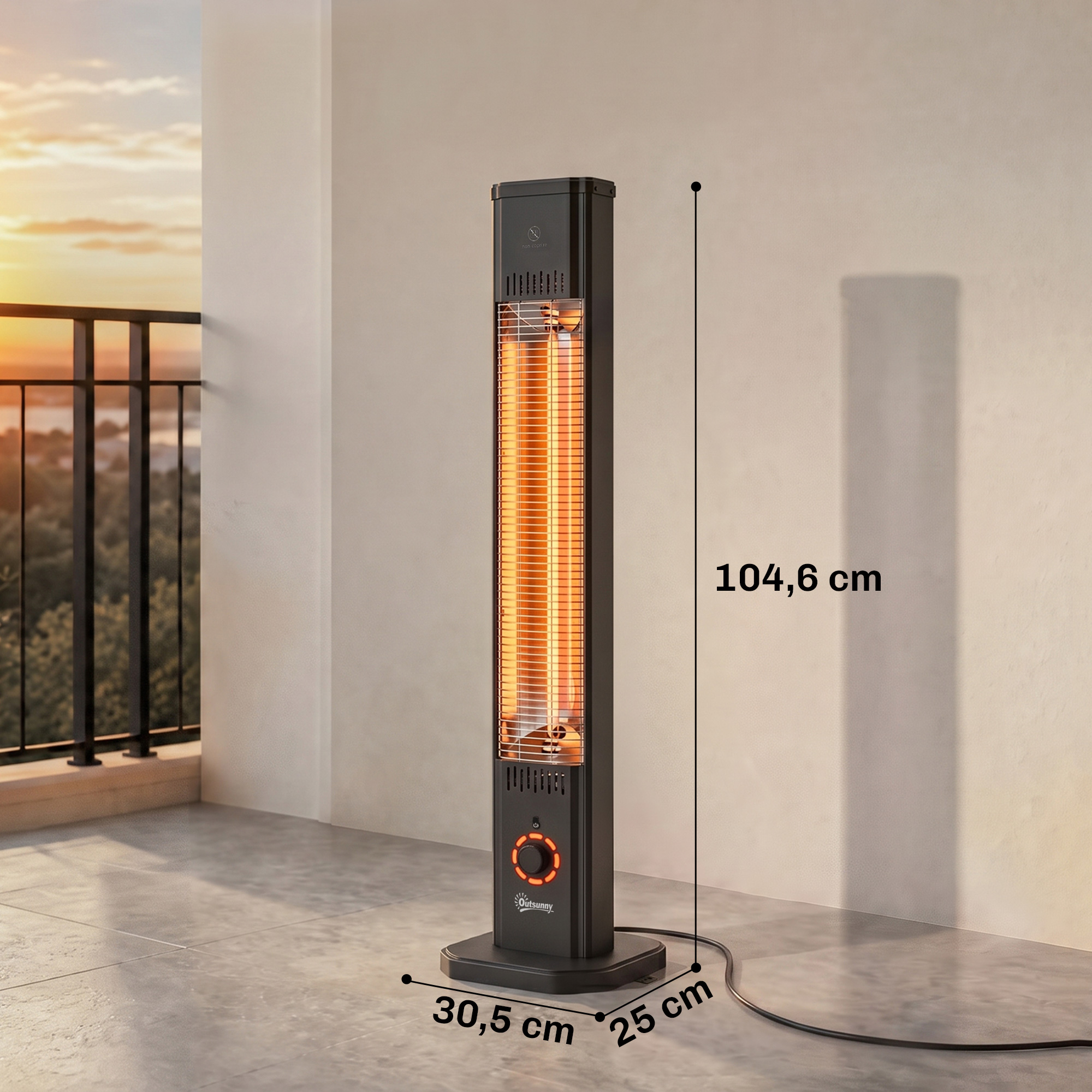 Infrarot Heizstrahler 2000W Carbonfaser Standheizstrahler mit Fernbedienung 8 Heizstufen Schutzhülle Timer Kippschutz
