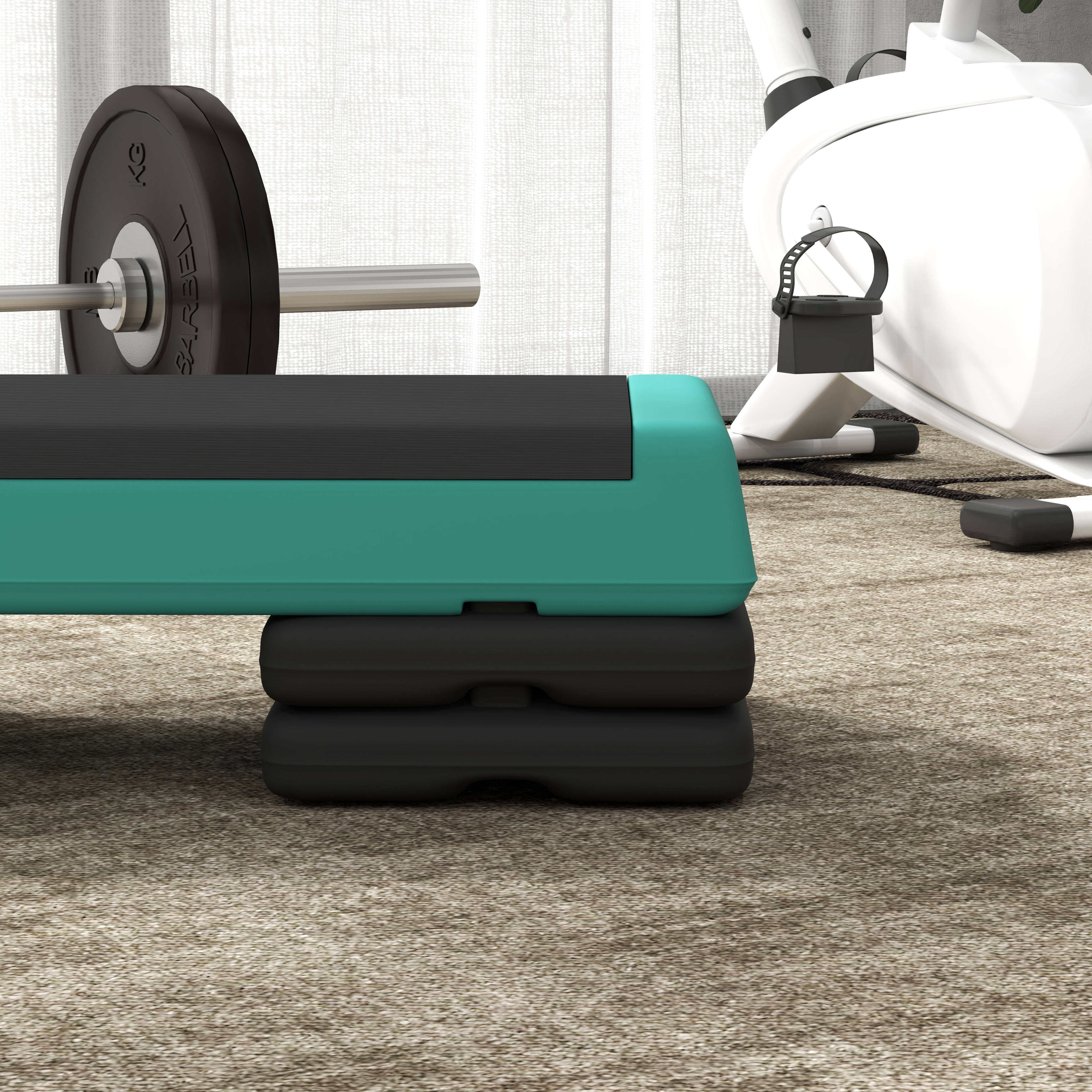 Steppbrett höhenverstellbar Fitness Aerobic Stepper mit 3 Stufen (10,5/15,5/20,5 cm), Anti-Rutsch Grün