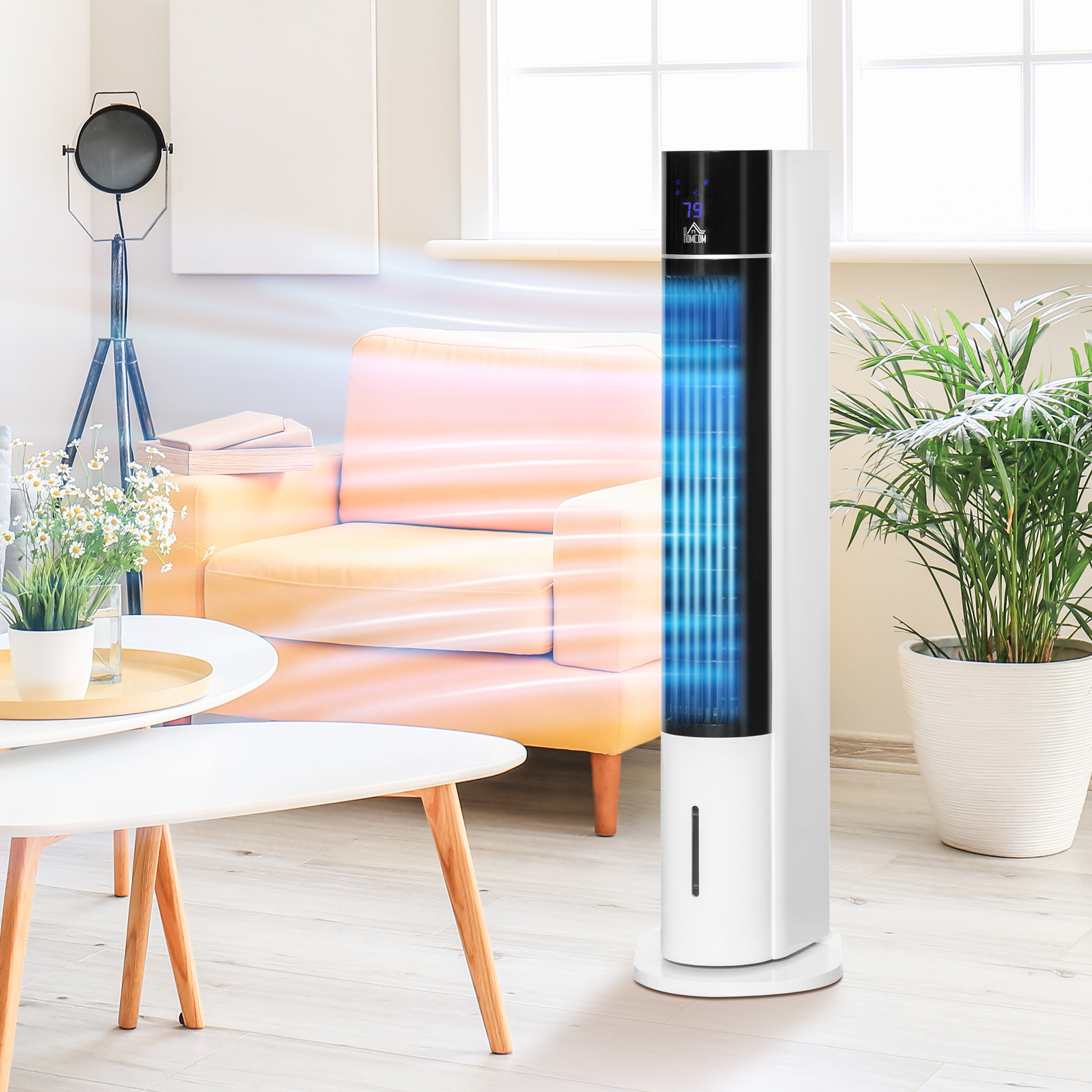 Säulenventilator, Klimaanlage in Säulenform, um 52 Grad drehbar, leiser Betrieb, 3 Betriebsmodi, 3 Geschwindigkeiten
