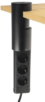 3-fach Tischsteckdose "CT-KS 3" / USB-A + C, 20W PD, 3m Kabel, Schwarz