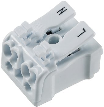 Lüsterklemme, 2-polig mit Hebel, 0,5-2,5mm², 450V/16A Lüsterklemme, 2-polig mit Hebel, 0,5-2,5mm², 450V/16A