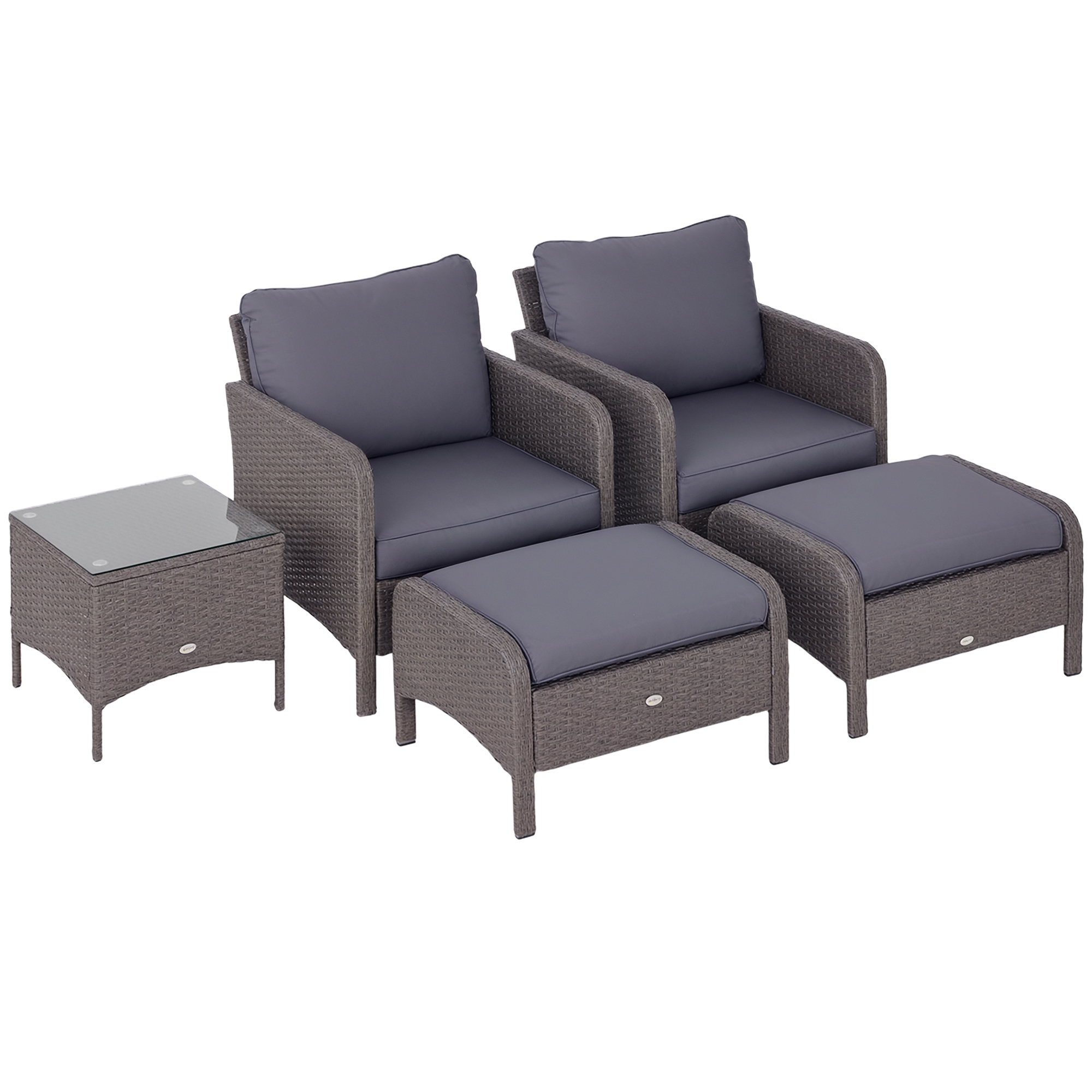 5-tlg, Polyrattan Gartenmöbel Sitzgruppe Gartenset Sofagarnitur Garnitur Lounge mit Kissen Dunkelgrau 2 x Sessel 1 x Couchtisch 2 x Hocker 5-tlg, Polyrattan Gartenmöbel Sitzgruppe Gartenset Sofagarnitur Garnitur Lounge mit Kissen Dunkelgrau 2 x Sessel 1 x Couchtisch 2 x Hocker
