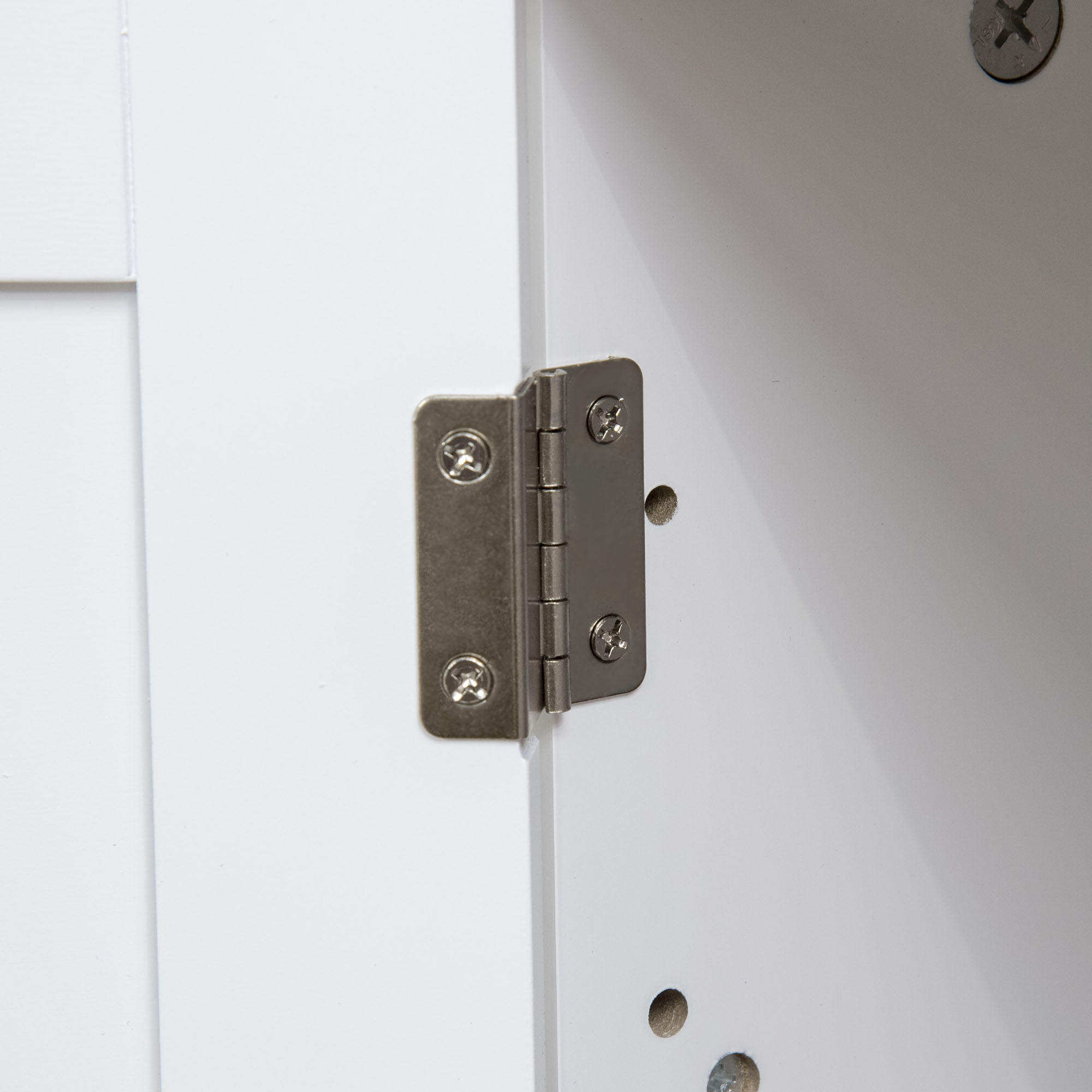 Katzentoilette, Katzenhaus, mit Trennwand, magnetischer Doppeltür, seitlicher Ablage, weiß, 86 x 48 x 52cm