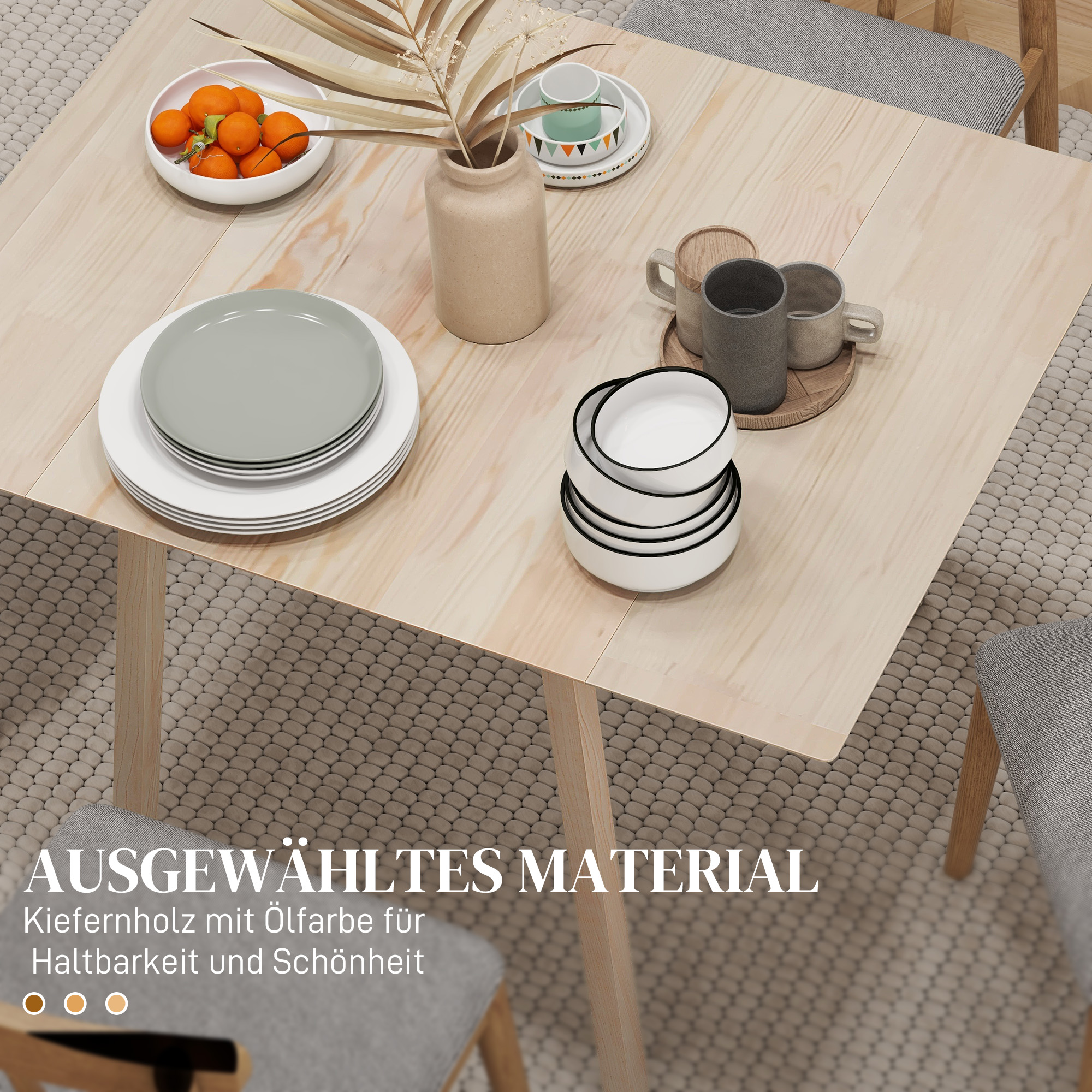 Esstisch Klapptisch Küchentisch, 2 aufklappbare Flächen, 110 x 86 x 75 cm, Natur