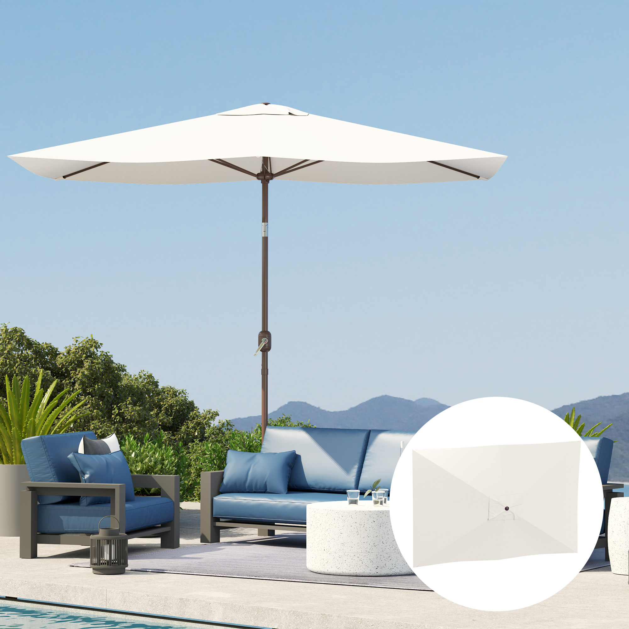 Sonnenschirm Ersatzbezug 2 x 3 m 6 Streben UV50+ & Wasserdicht Terrassenschirm Bespannung