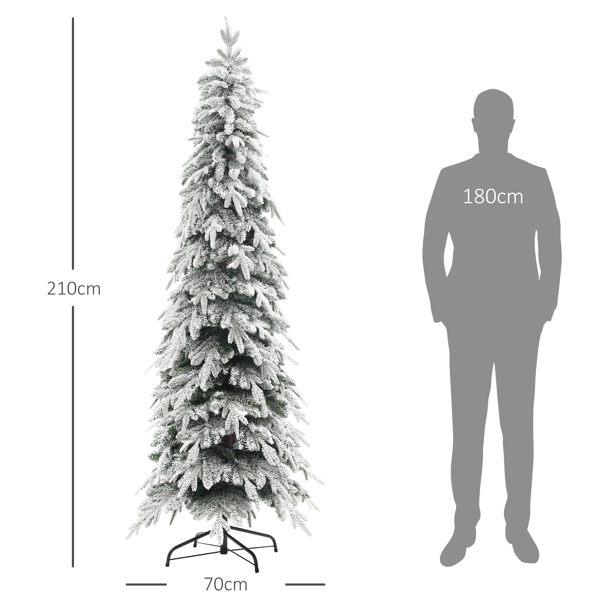 Weihnachtsbaum künstlich 210 cm Christbaum wie echt mit 800 dichten Zweigen, Kunstschnee, Auto-Öffnung