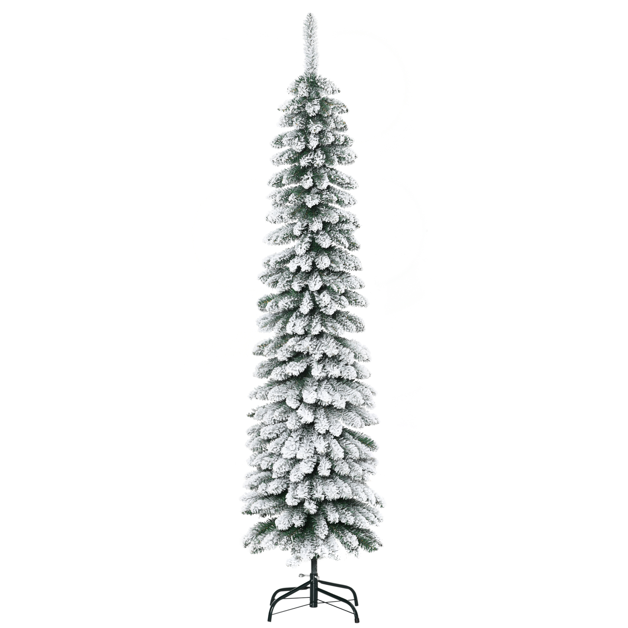 Künstlicher Weihnachtsbaum, schneebedeckt, schmales Design, feuerfest, 180 cm, Grün/Weiß Weihnachtsbaum, schneebedeckt, schmales Design, feuerfest, 180 cm, Grün/Weiß