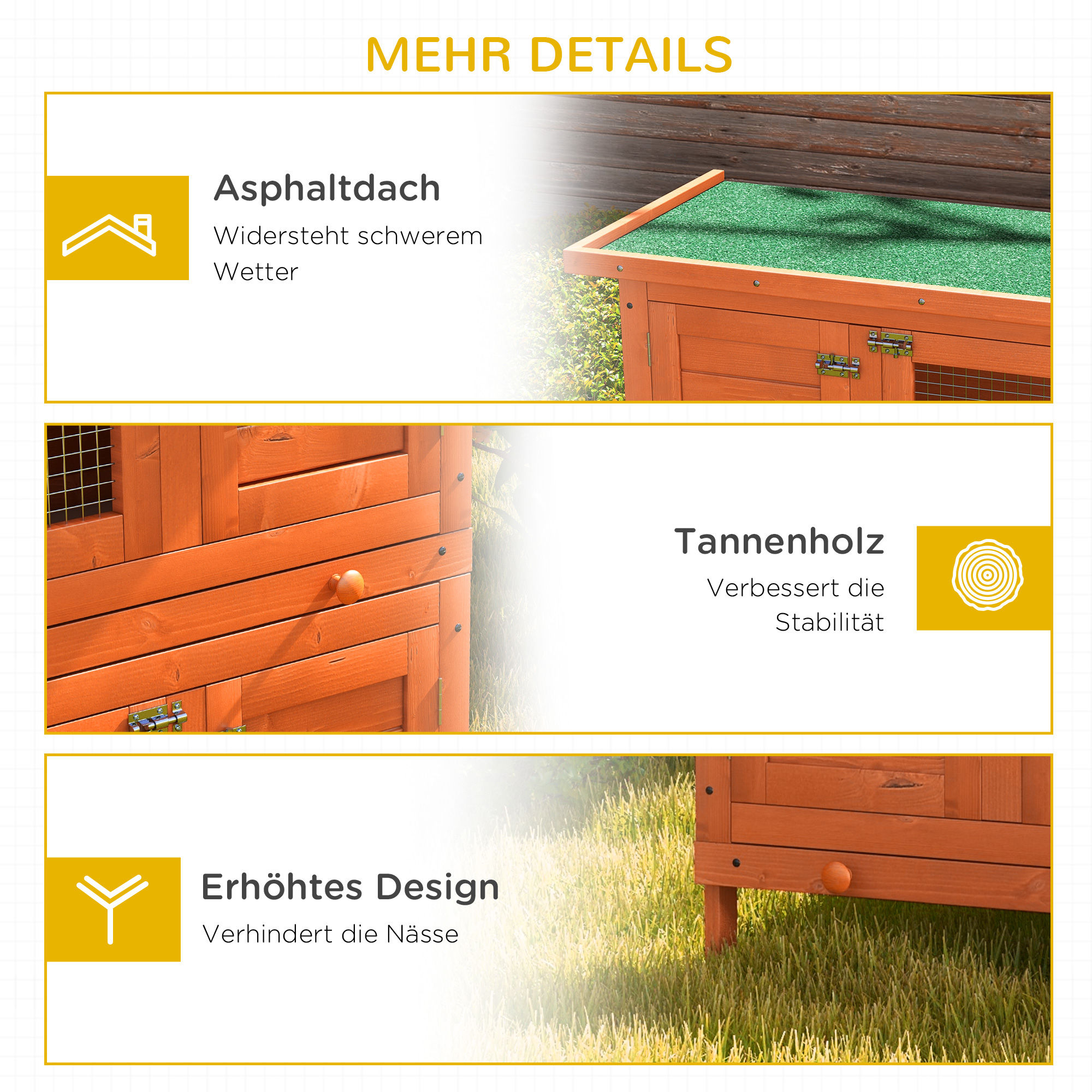 Kleintierstall 2 Ebenen wetterbeständig Tannenholz Grün + Natur