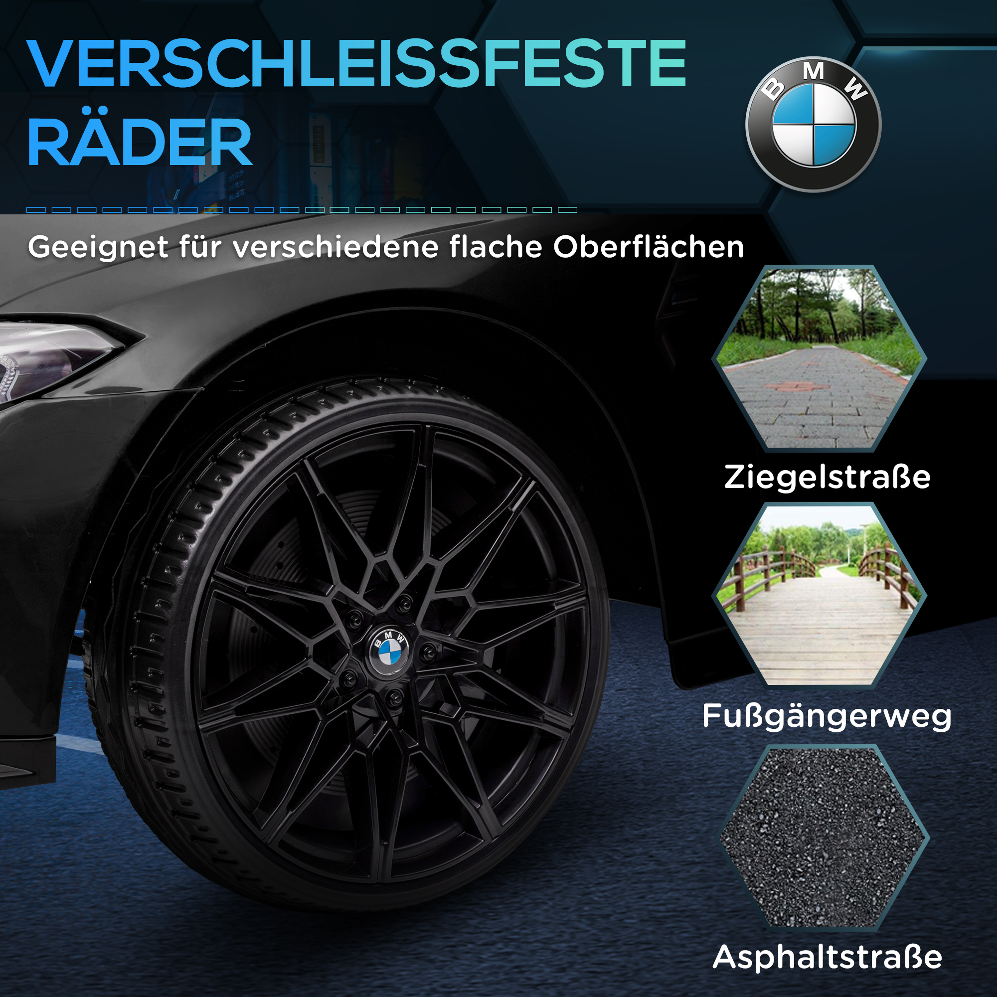 Elektro-Kinderauto BMW M4, Sound & Licht, 3-5 km/h, inkl. Fernsteuerung, für 3-5 Jahre, Schwarz