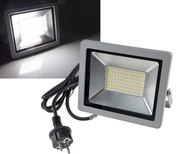 LED-Fluter SlimLine "CTF-SLT 50" silber, 50W, 5220lm, 4000K, neutralweiß, IP44