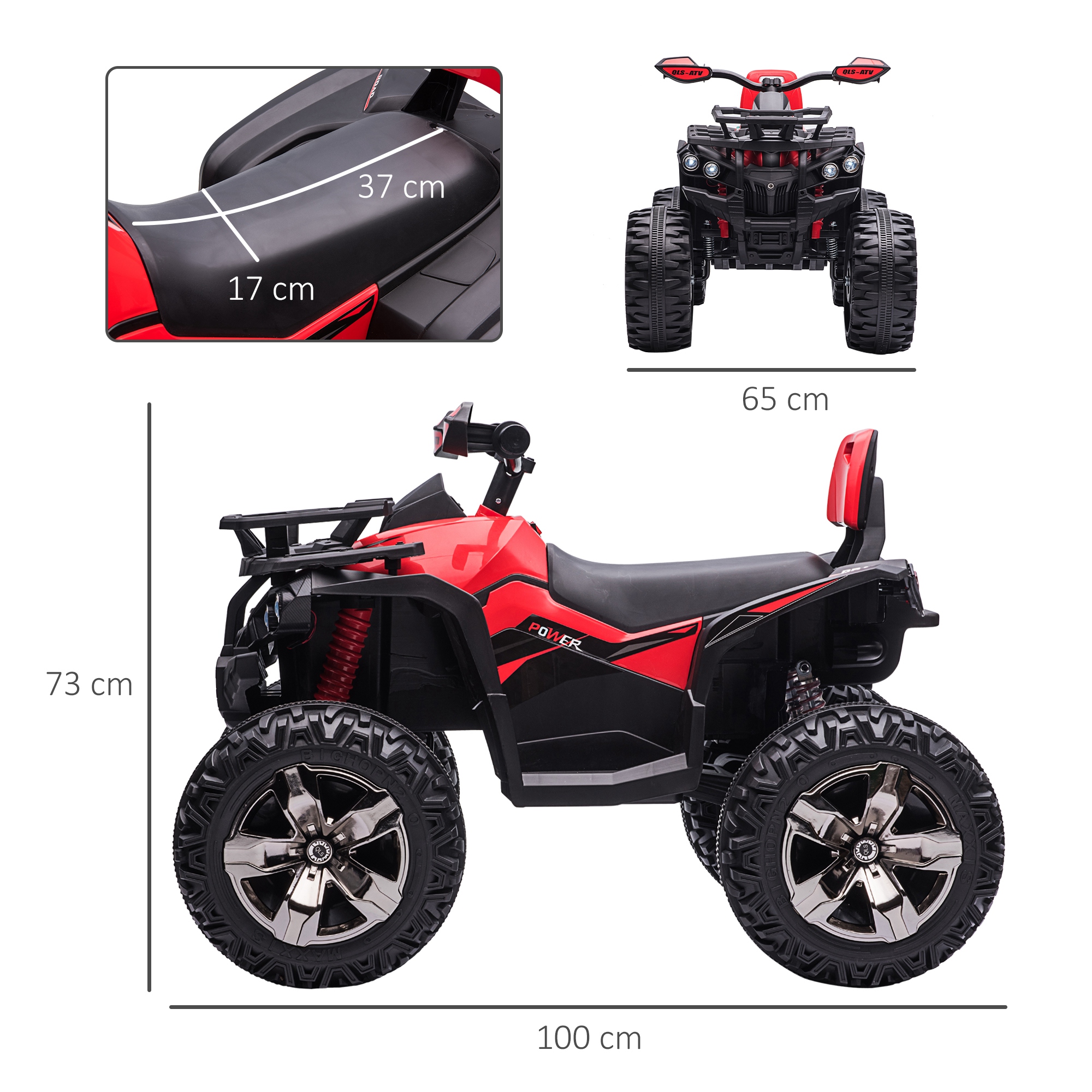 Elektro-Kinderquad, 3-8 km/h, 45 Min. Betriebszeit, LED-Scheinwerfer, Musikplayer mit USB, für Kinder 3 bis 5 Jahre