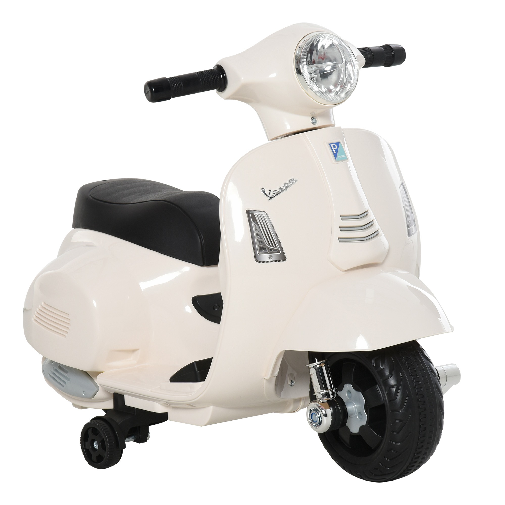 Kindermotorrad Vespa mit LED-Licht, Sound, für Kinder von 18-36 Monate, weiß
