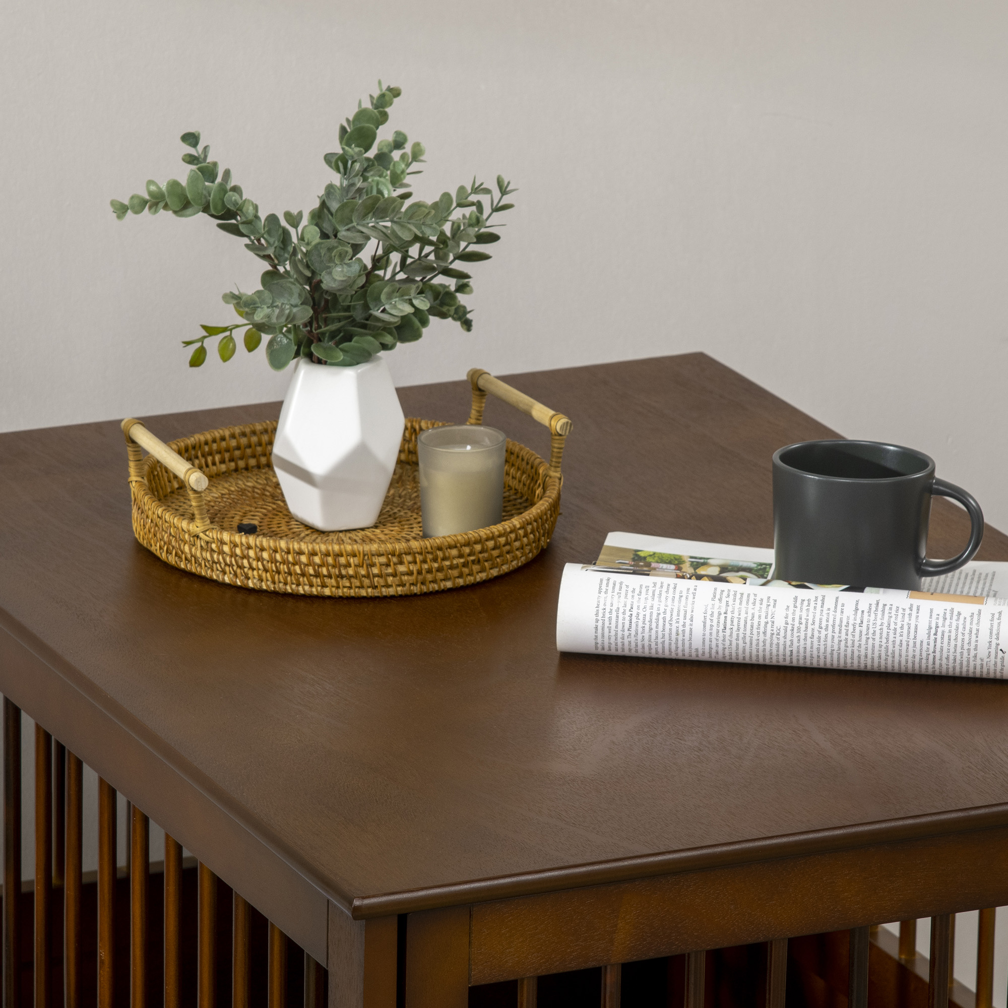 Hundekäfig inkl. Verriegelung, erhöhter Stand, Transportbox, 80,5 cm x 59,5 cm x 67,5 cm, Braun