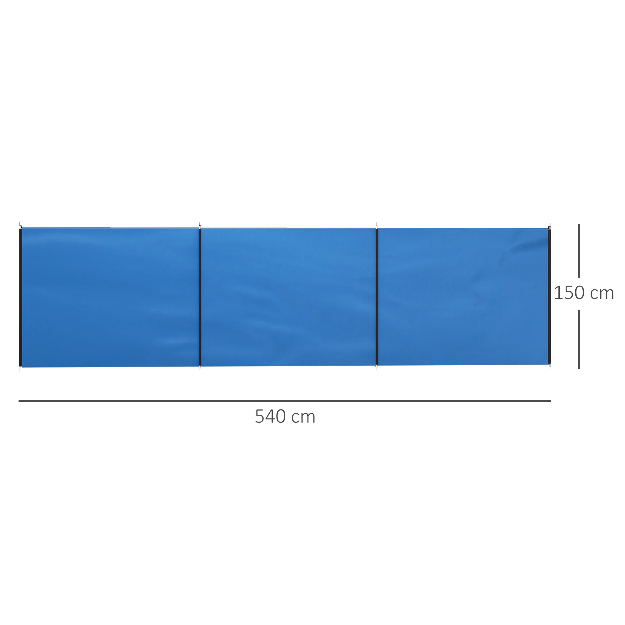 Windschutz Camping Sichtschutz mit 4 Stahlstangen Tragetasche Strandschutz für Camping Garten Strand 540 x 150 cm Blau