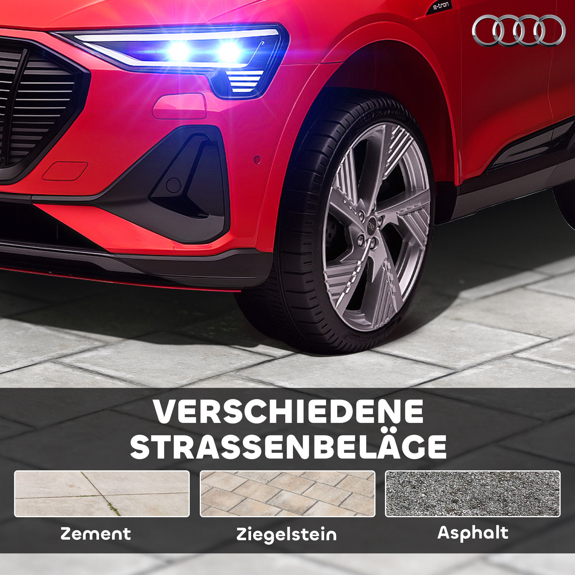 Kinder-Elektroauto, bis 5 km/h, mit Sicherheitsgurt, Fernbedienung, Scheinwerfern, Musikfunktion, rot