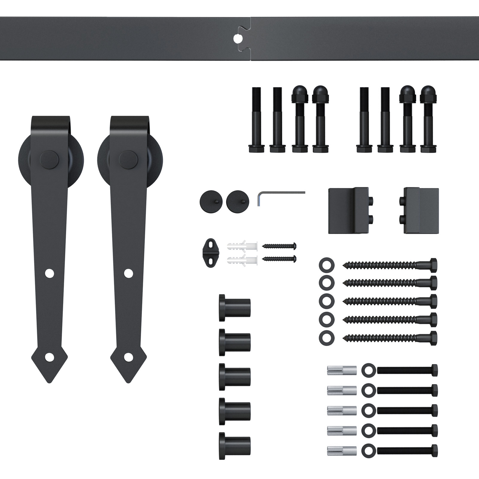 Gleitschienen-Bausatz für Schiebetüren, Metall, 2 m, max. 100 kg Belastbarkeit, Braun