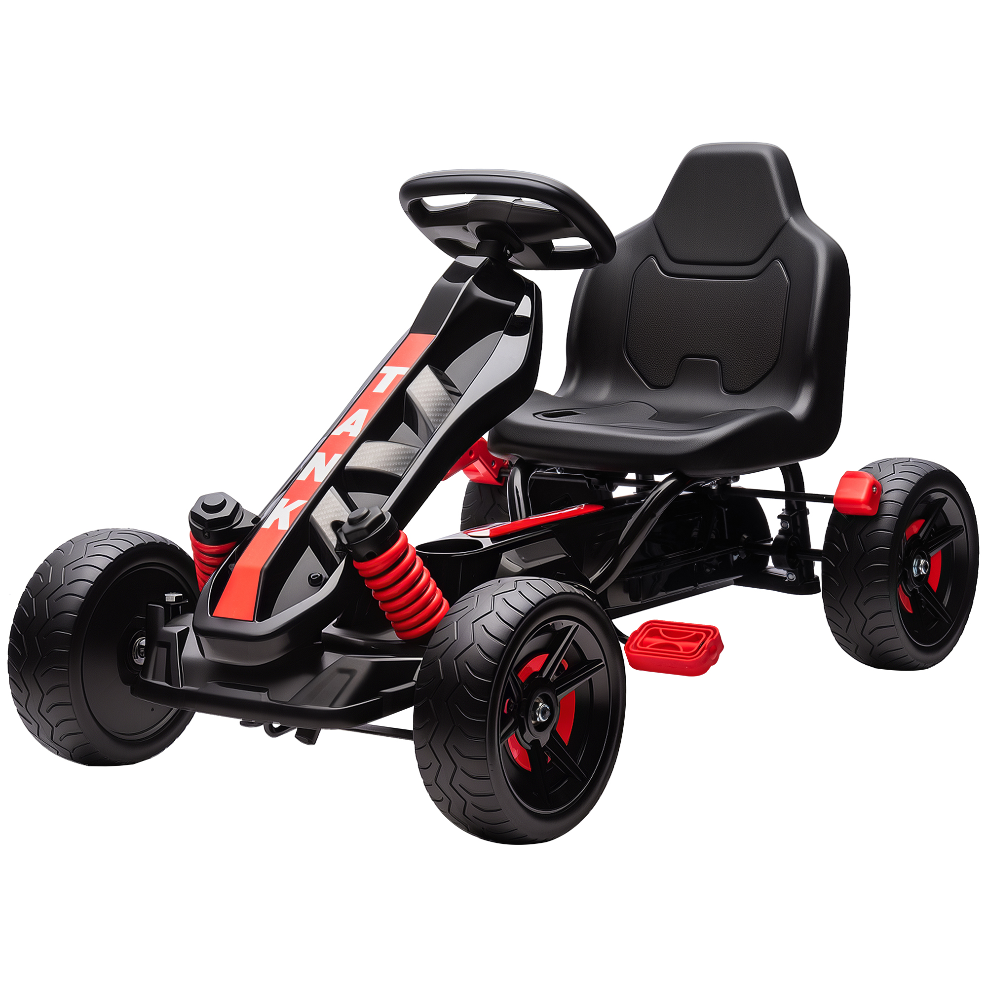 Gokart mit Pedalen, Tretauto für Kinder mit Bremse, rutschfeste Räder, Metallrahmen, 3-6 Jahre, Rot Gokart mit Pedalen, Tretauto für Kinder mit Bremse, rutschfeste Räder, Metallrahmen, 3-6 Jahre, Rot
