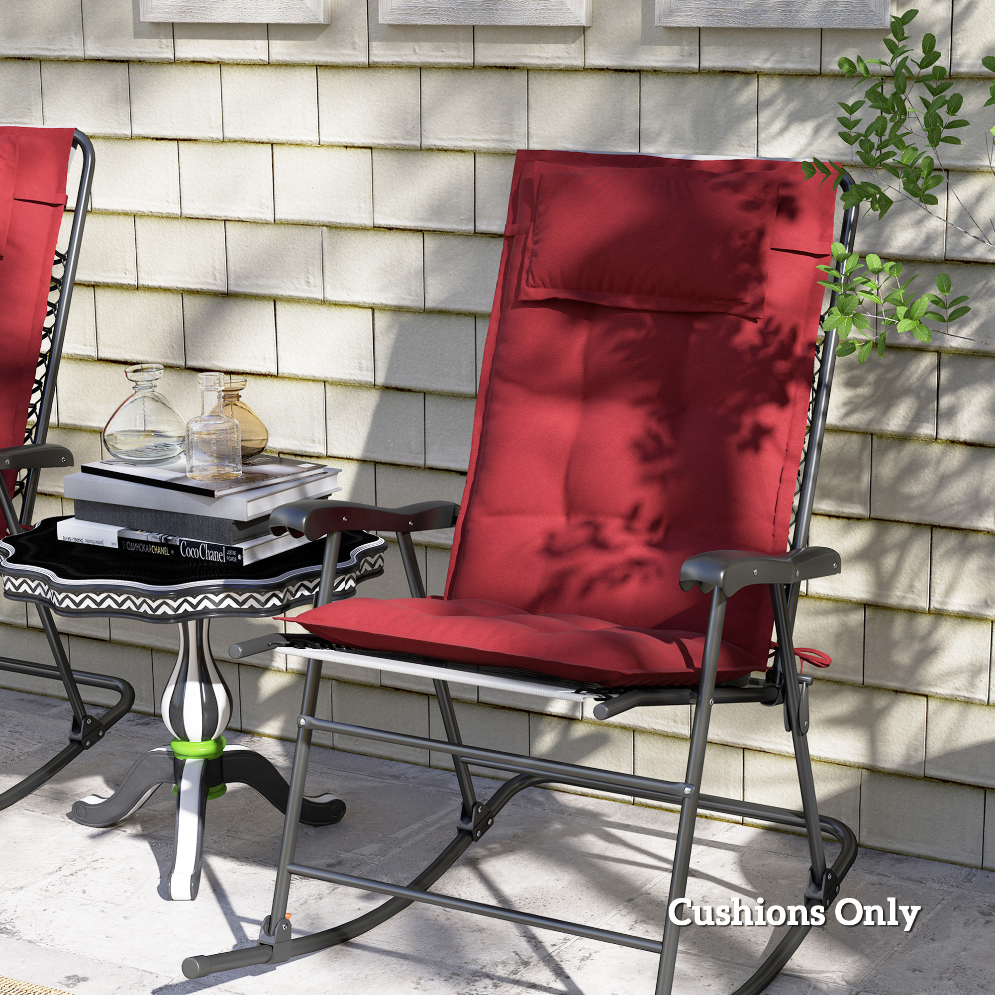 2er Set Auflage für Sonnenliege Wasserabweisend Liegenauflage für Gartenliege Polsterauflage 50x116x5 cm, Weinrot