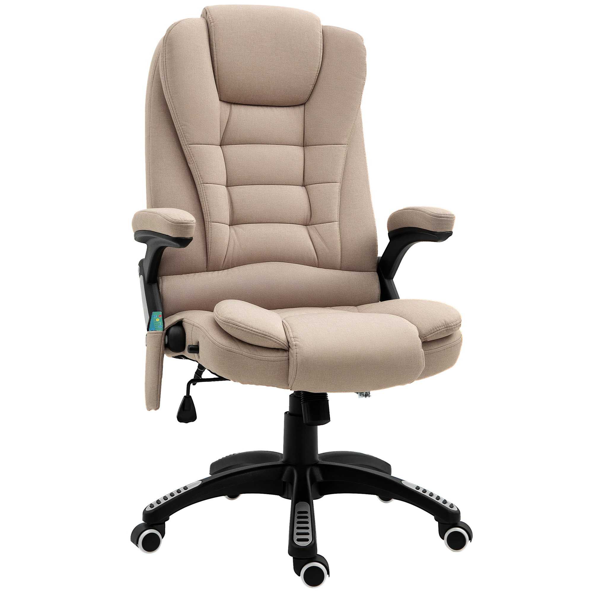 Massagesessel mit Wärmefunktion, Ergonomischer Schreibtischstuhl, höhenverstellbar, 68L x 72B x 110-120 cm, Braun