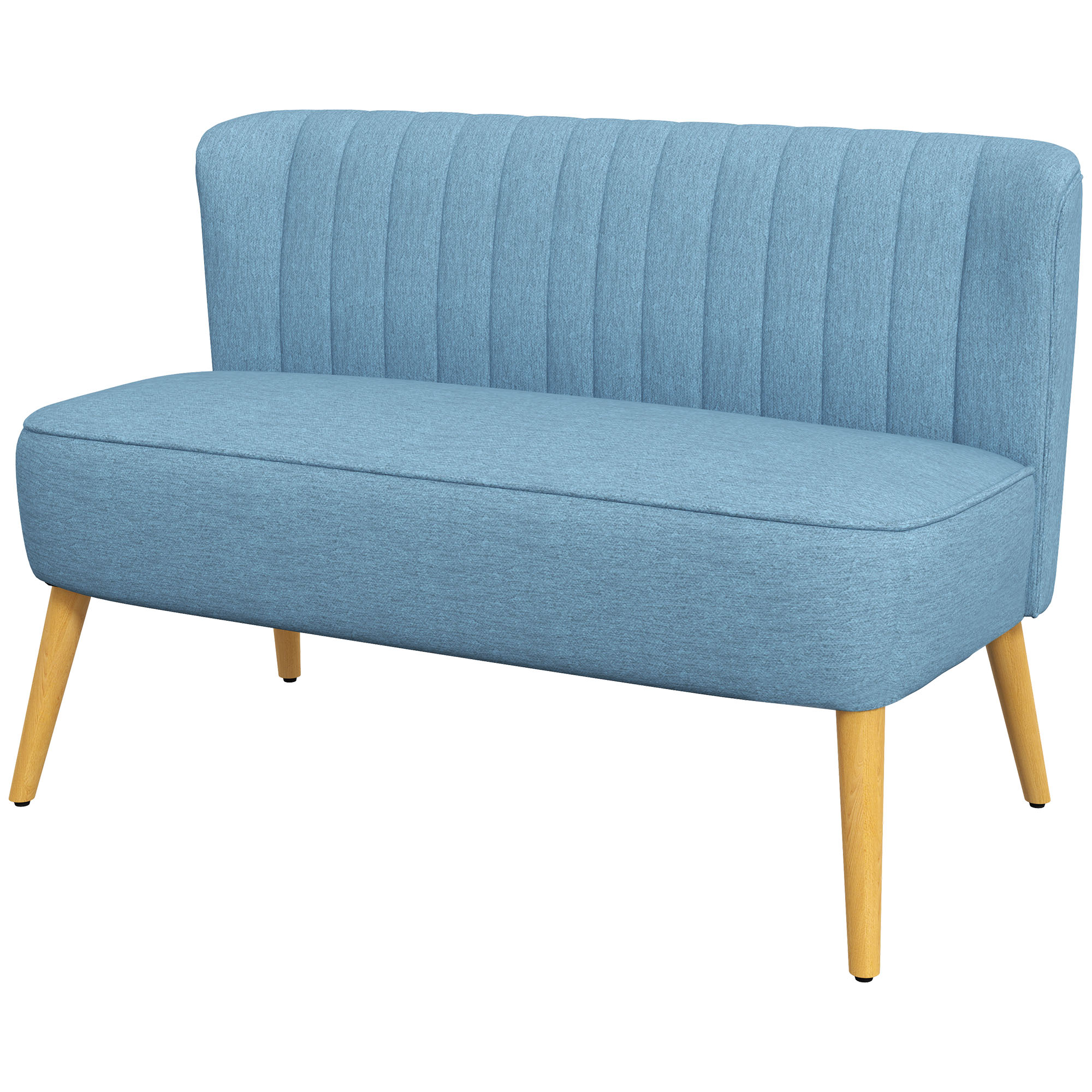 2-Sitzer Sofa im Retro-Look, weiche Polsterung, pflegeleichter Bezug, bis 150 kg, 117 x 56,5 x 77 cm, Blau 2-Sitzer Sofa im Retro-Look, weiche Polsterung, pflegeleichter Bezug, bis 150 kg, 117 x 56,5 x 77 cm, Blau