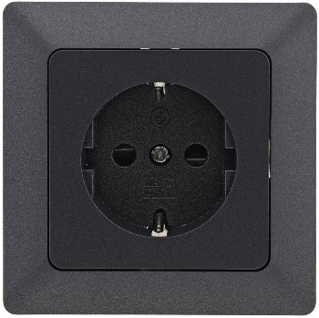 MILOS Schutzkontakt-Steckdose, Anthrazit, 250V~/ 16A, mit Rahmen, Klemmanschluss