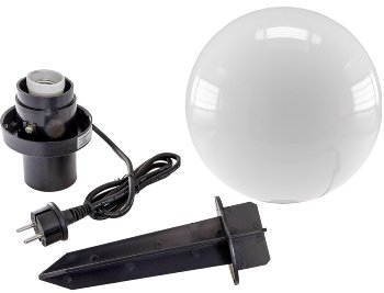 Garten Kugelleuchte Erdspieß "CT-GL20cm" / IP44, 230V, 1,5m Kabel, E27 Fassung