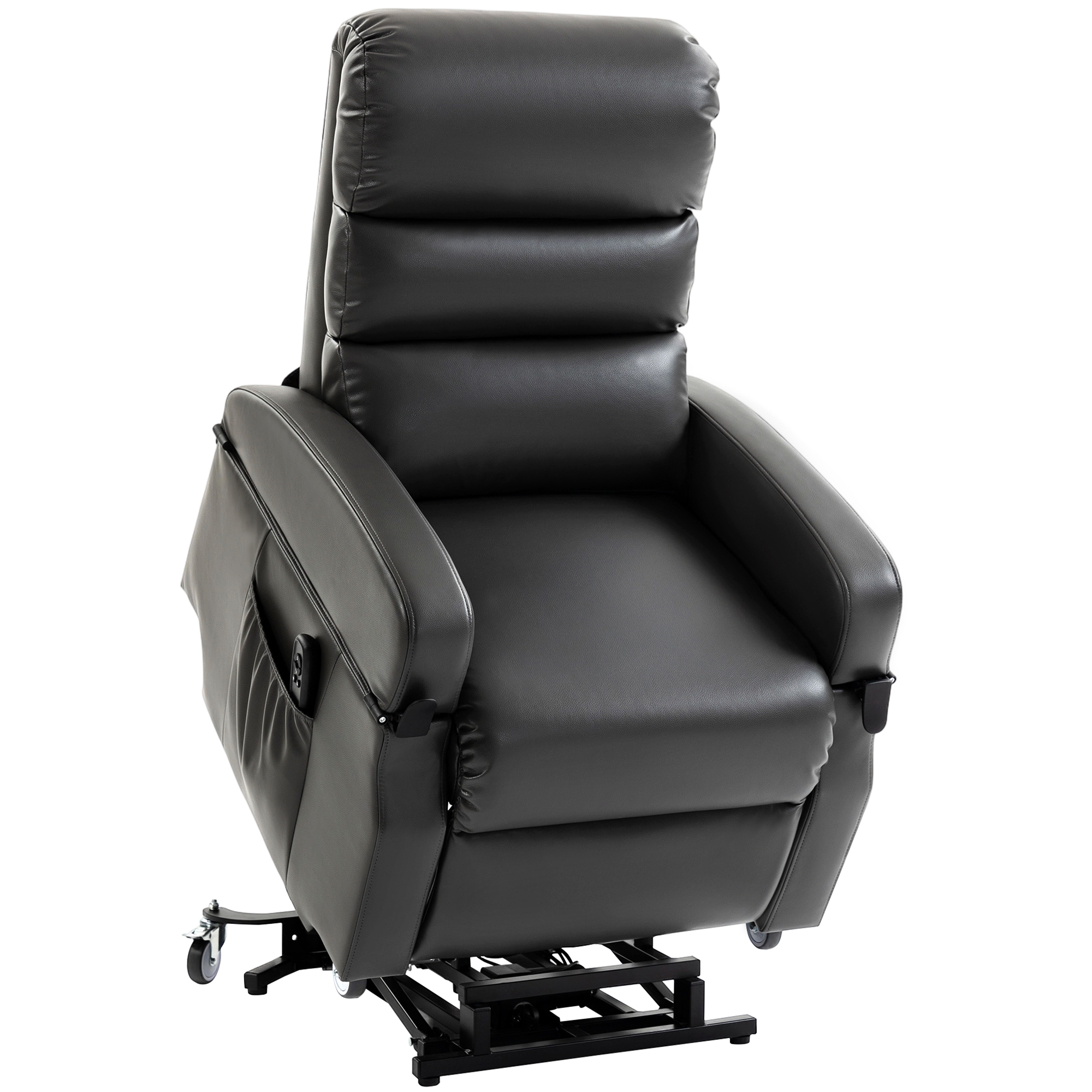 Fernsehsessel mit Aufstehhilfe Elektrischer Relaxsessel mit Fernbedienung, Fußstütze, Liegefunktion, Dunkelgrau