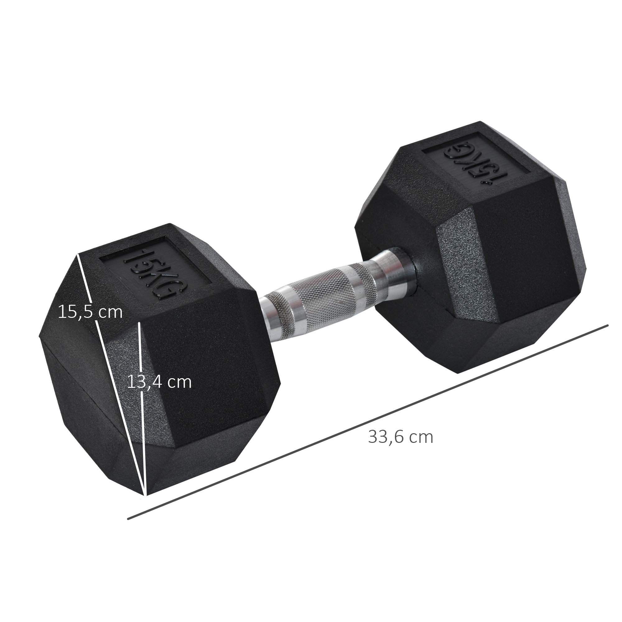 Hanteln mit gerändeltem Griff, Kurzhantel aus Gusseisen, 1 x 15kg, Kurzhanteln für Männer und Frauen, Dumbbell für Zuhause, Fitnessstudio, Krafttraining