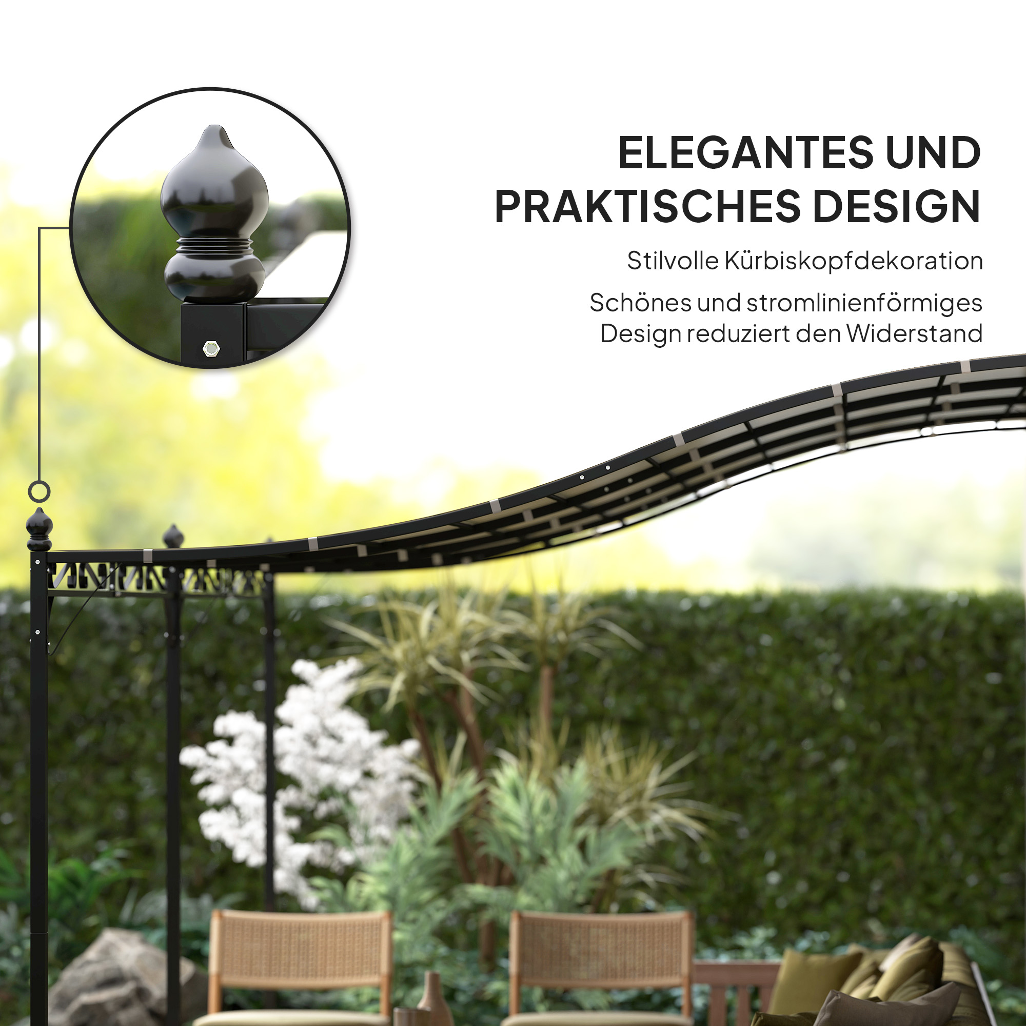3 x 5 m Pergola, Flexibles Gartendach mit wasserfester Plane und Metallrahmen, Schattenspender, Cremeweiß
