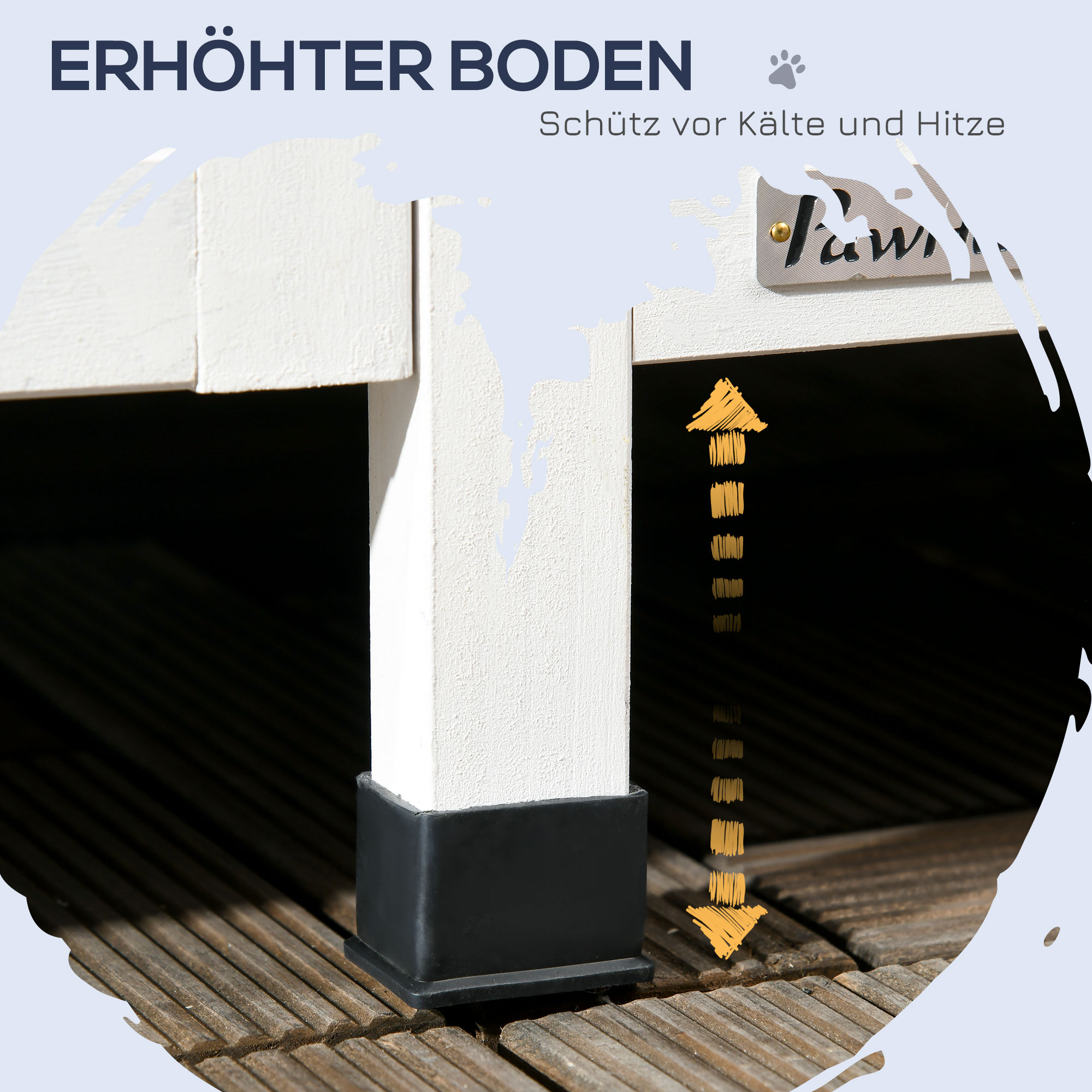 Outdoor-Katzenhaus, zweistöckig, Bodenabstand, Naturholz, Asphaltdach, grau, 96 x 65 x 85,5 cm